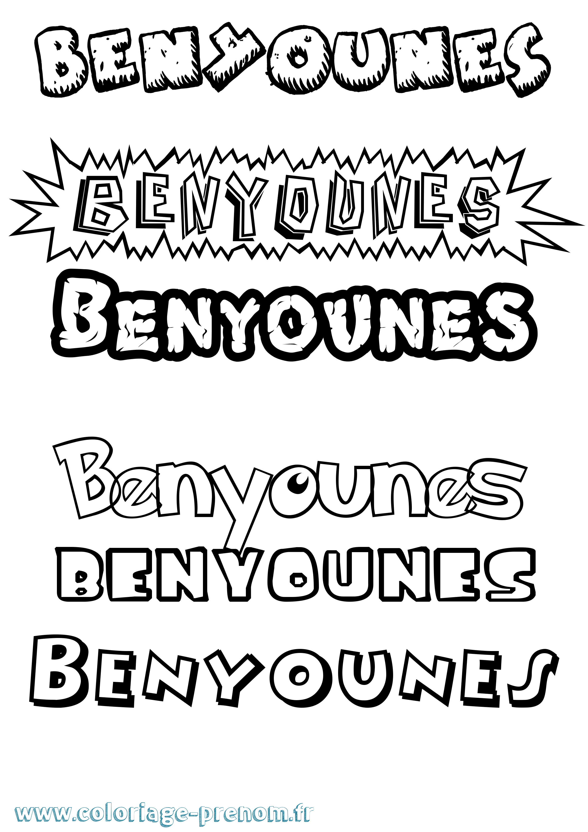 Coloriage Benyounes Dessin Animé Coloriage prénom Benyounes Dessin Animé