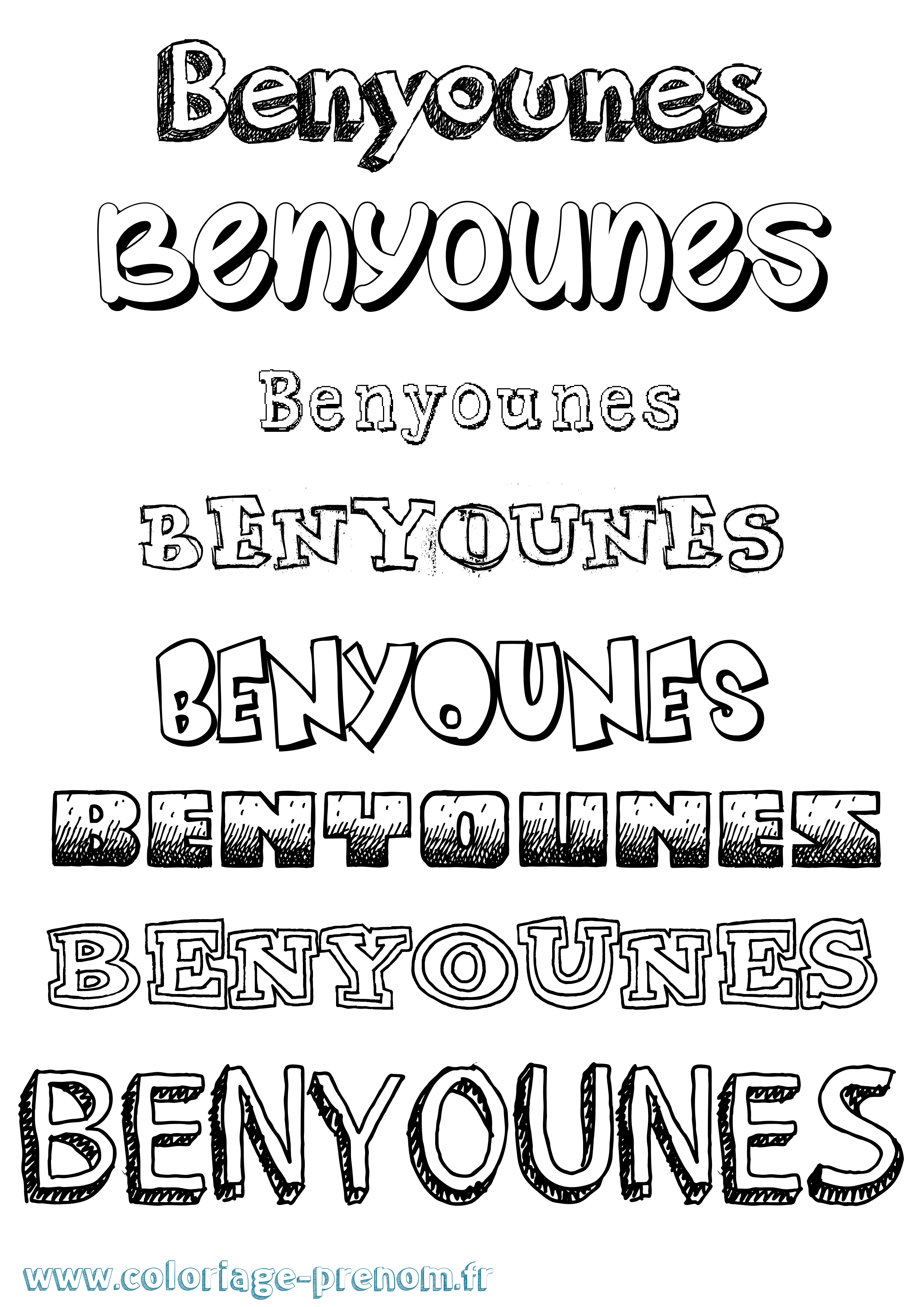 Coloriage Benyounes Dessiné Coloriage prénom Benyounes Dessiné