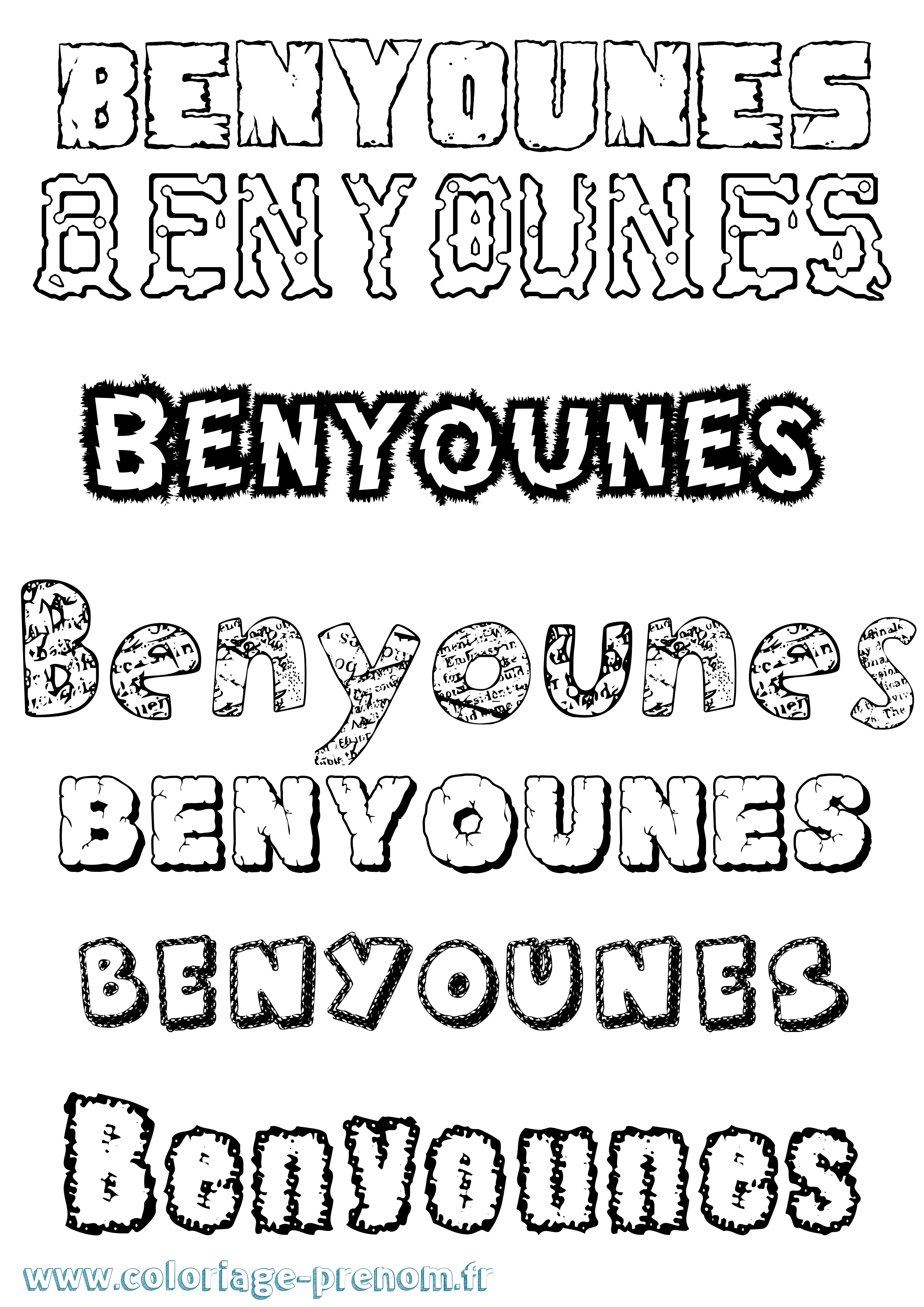Coloriage Benyounes Destructuré Coloriage prénom Benyounes Destructuré