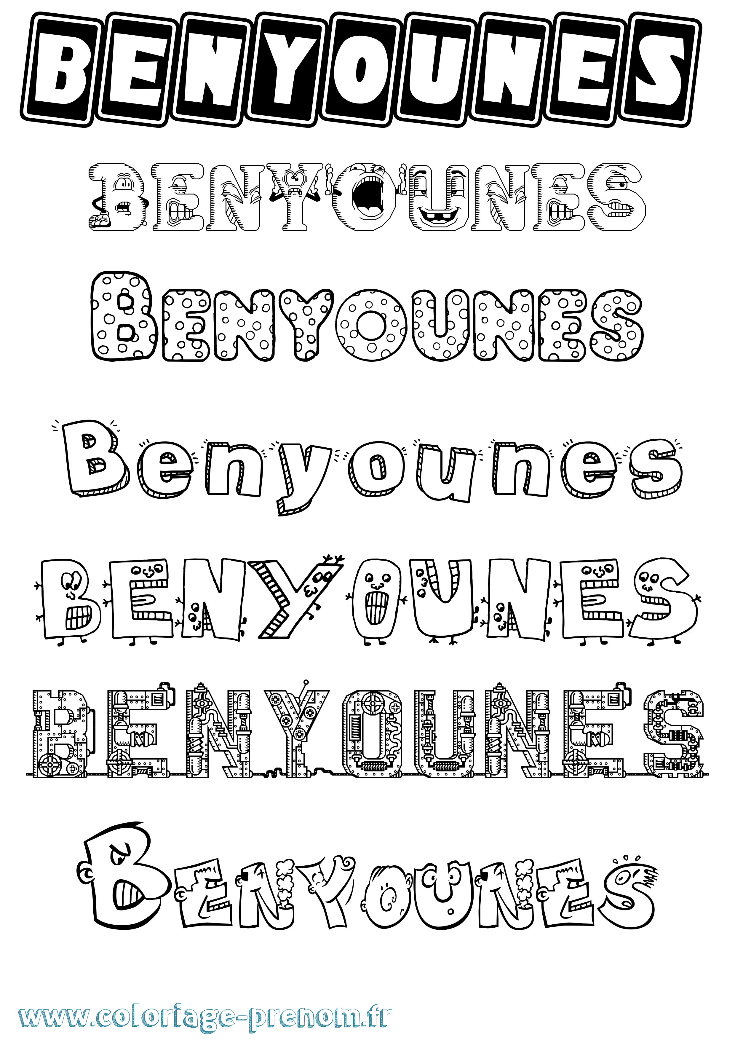 Coloriage Benyounes Fun Coloriage prénom Benyounes Fun