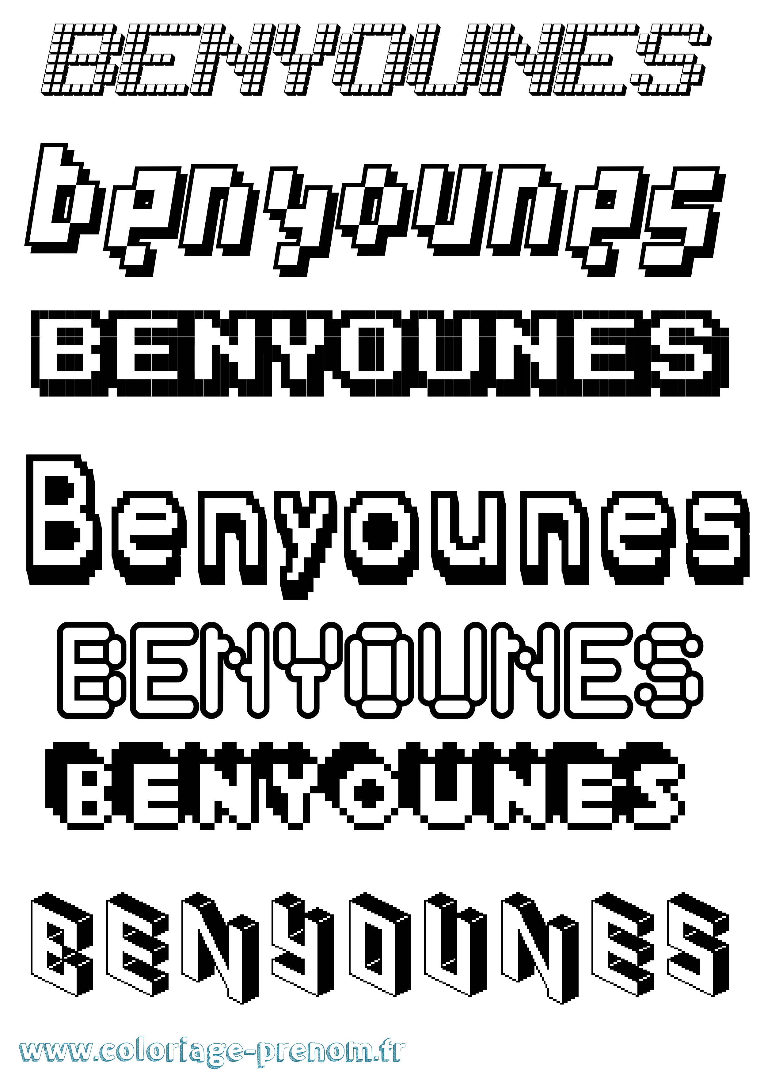 Coloriage Benyounes Pixel Coloriage prénom Benyounes Pixel