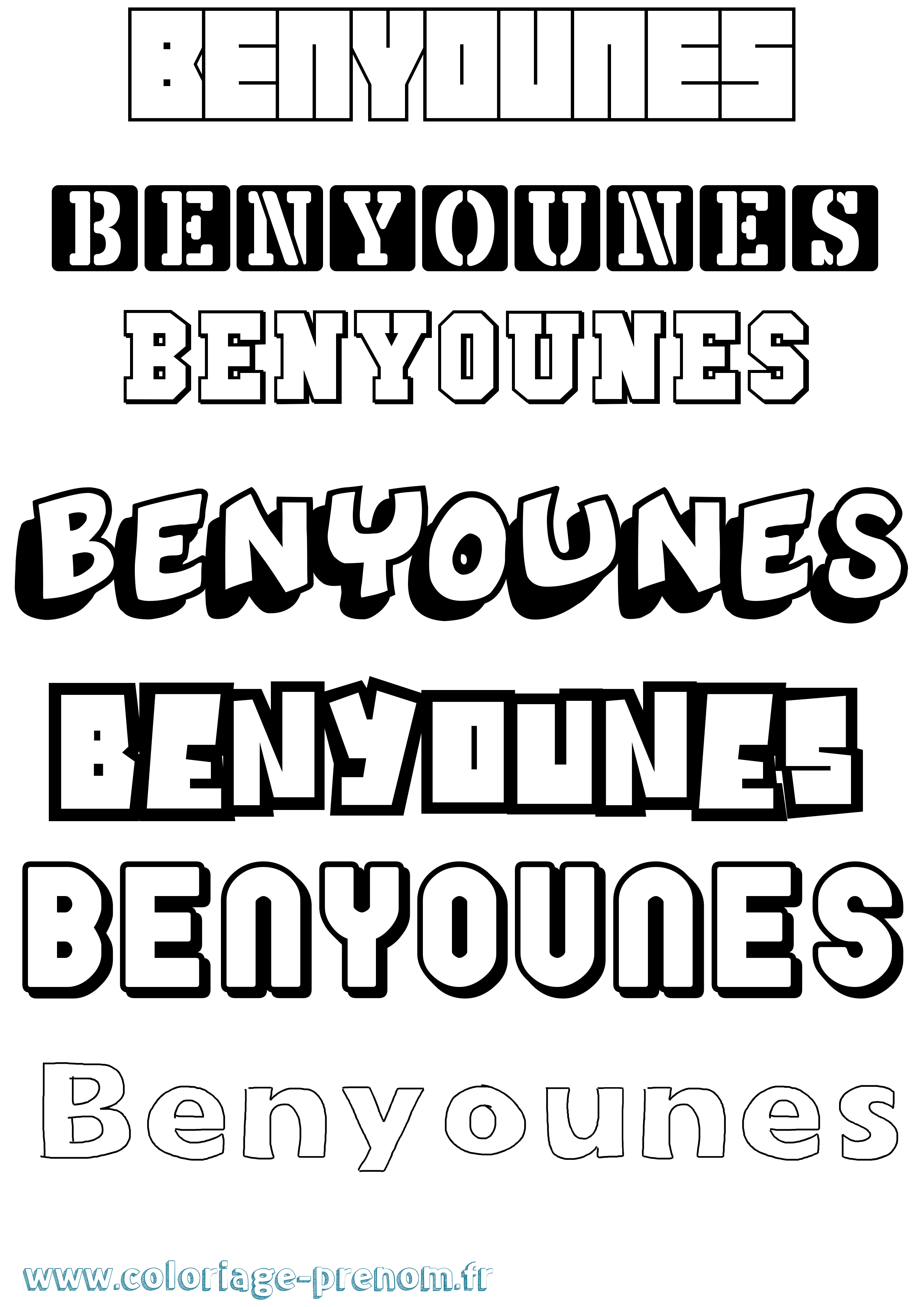 Coloriage Benyounes Simple Coloriage prénom Benyounes Simple