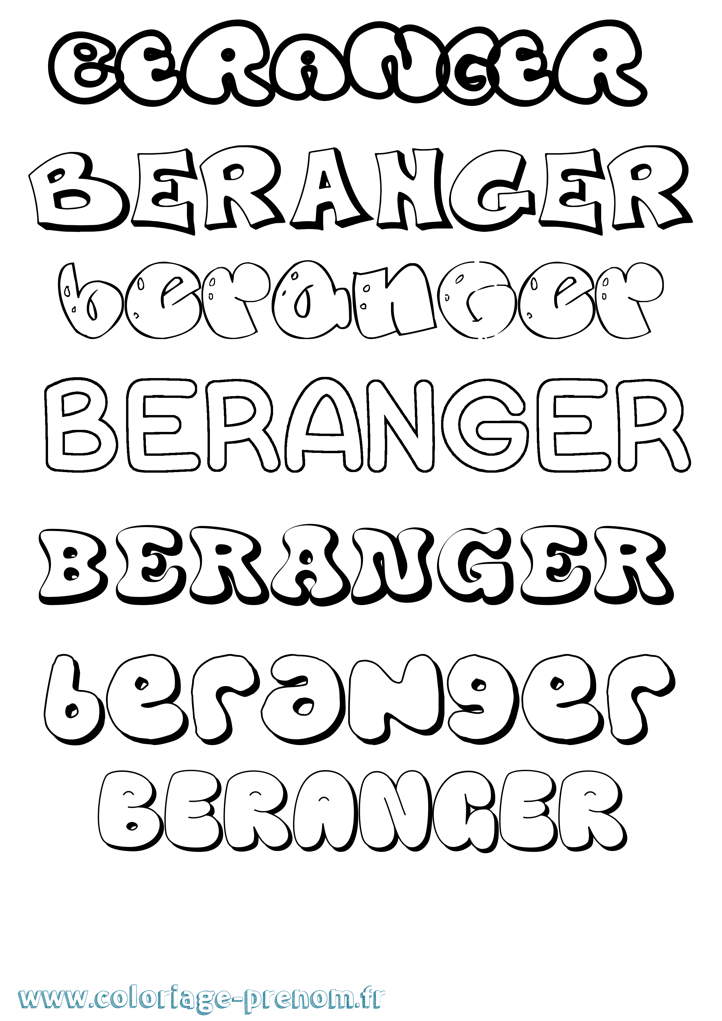 Coloriage Beranger Bubble Coloriage prénom Beranger Bubble