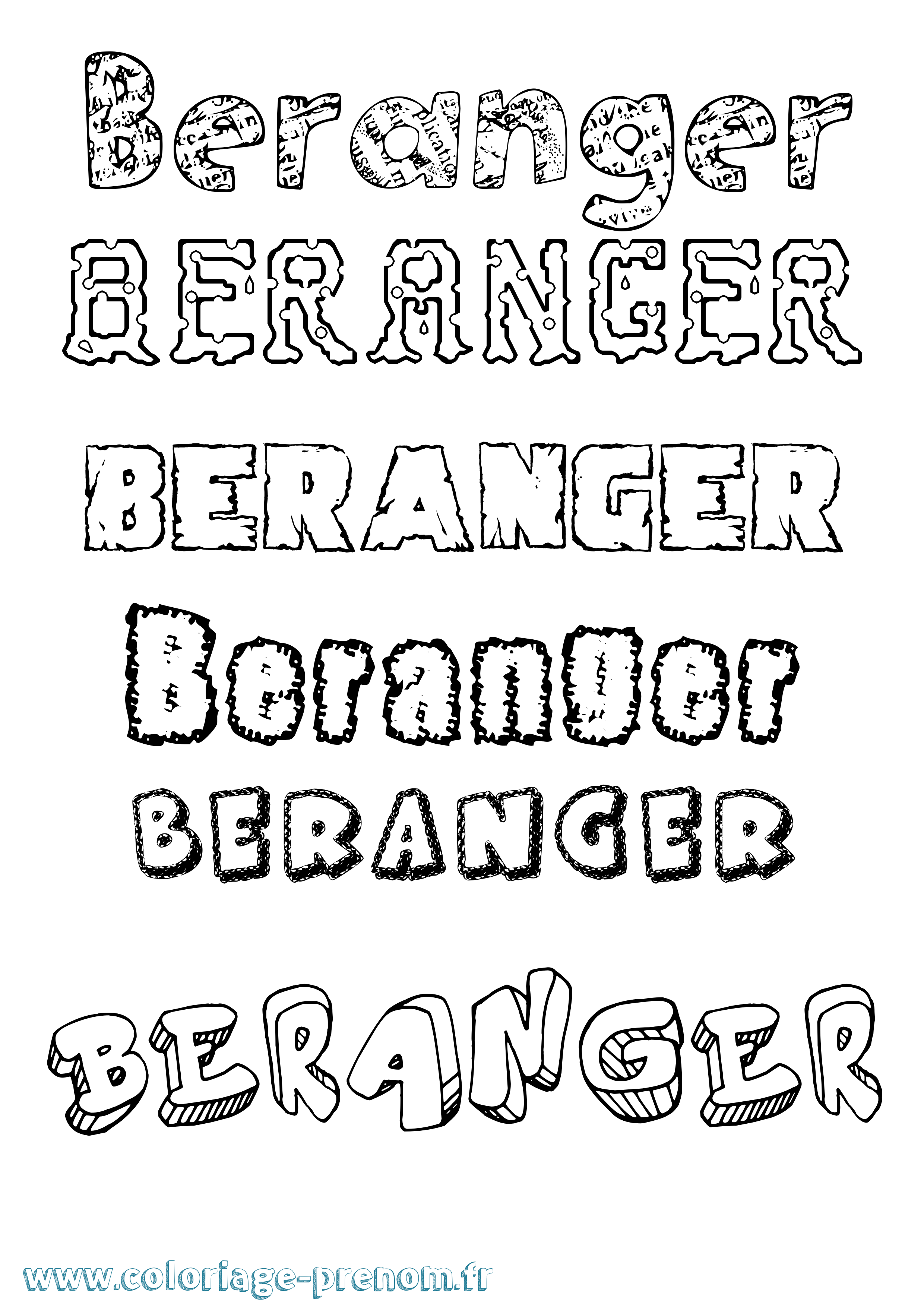 Coloriage Beranger Destructuré Coloriage prénom Beranger Destructuré