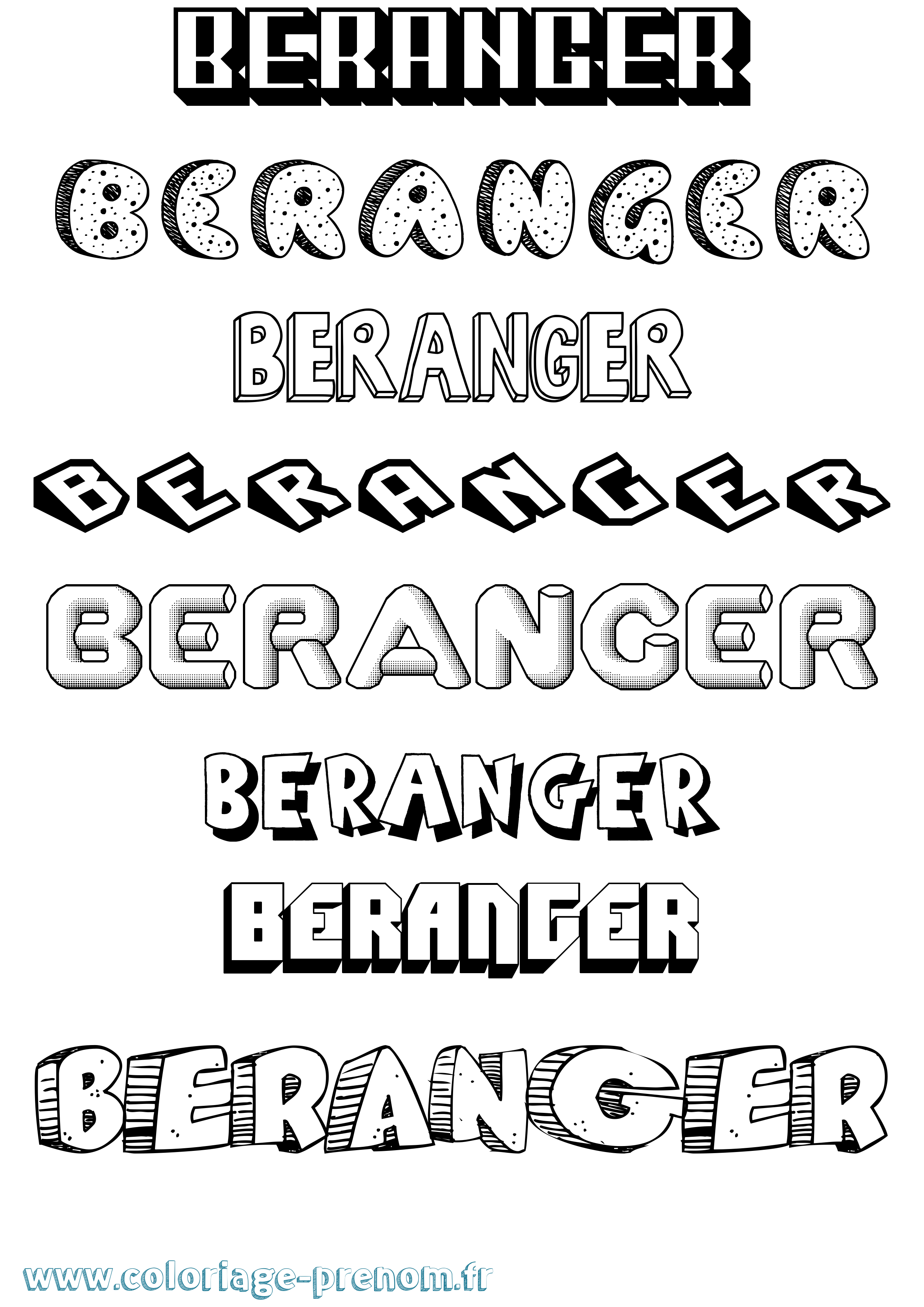 Coloriage Beranger Effet 3D Coloriage prénom Beranger Effet 3D