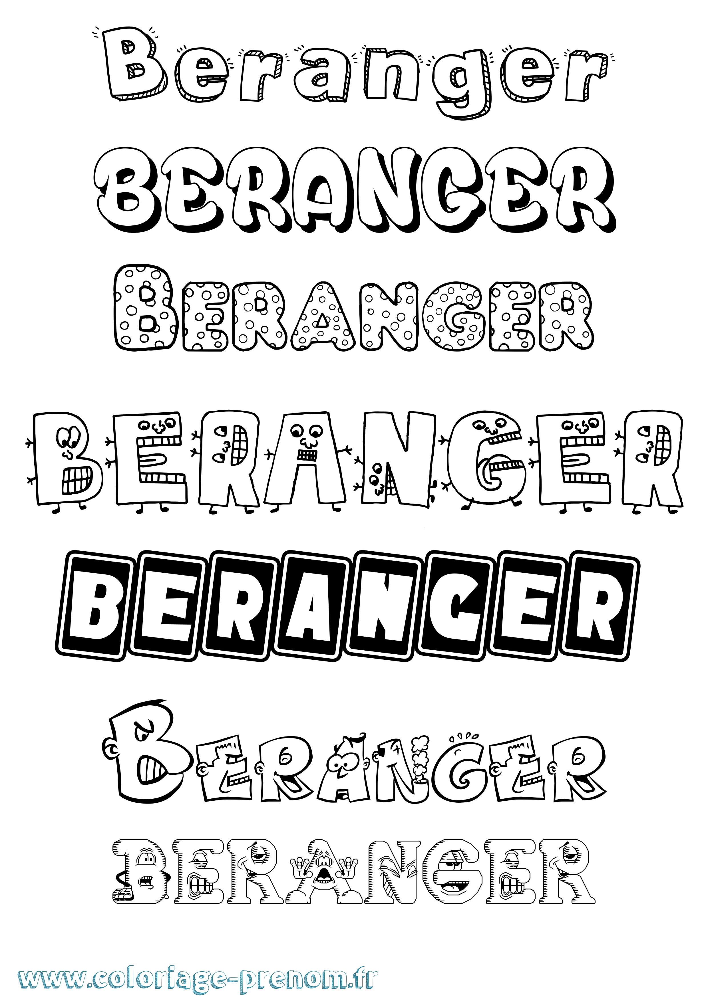 Coloriage Beranger Fun Coloriage prénom Beranger Fun