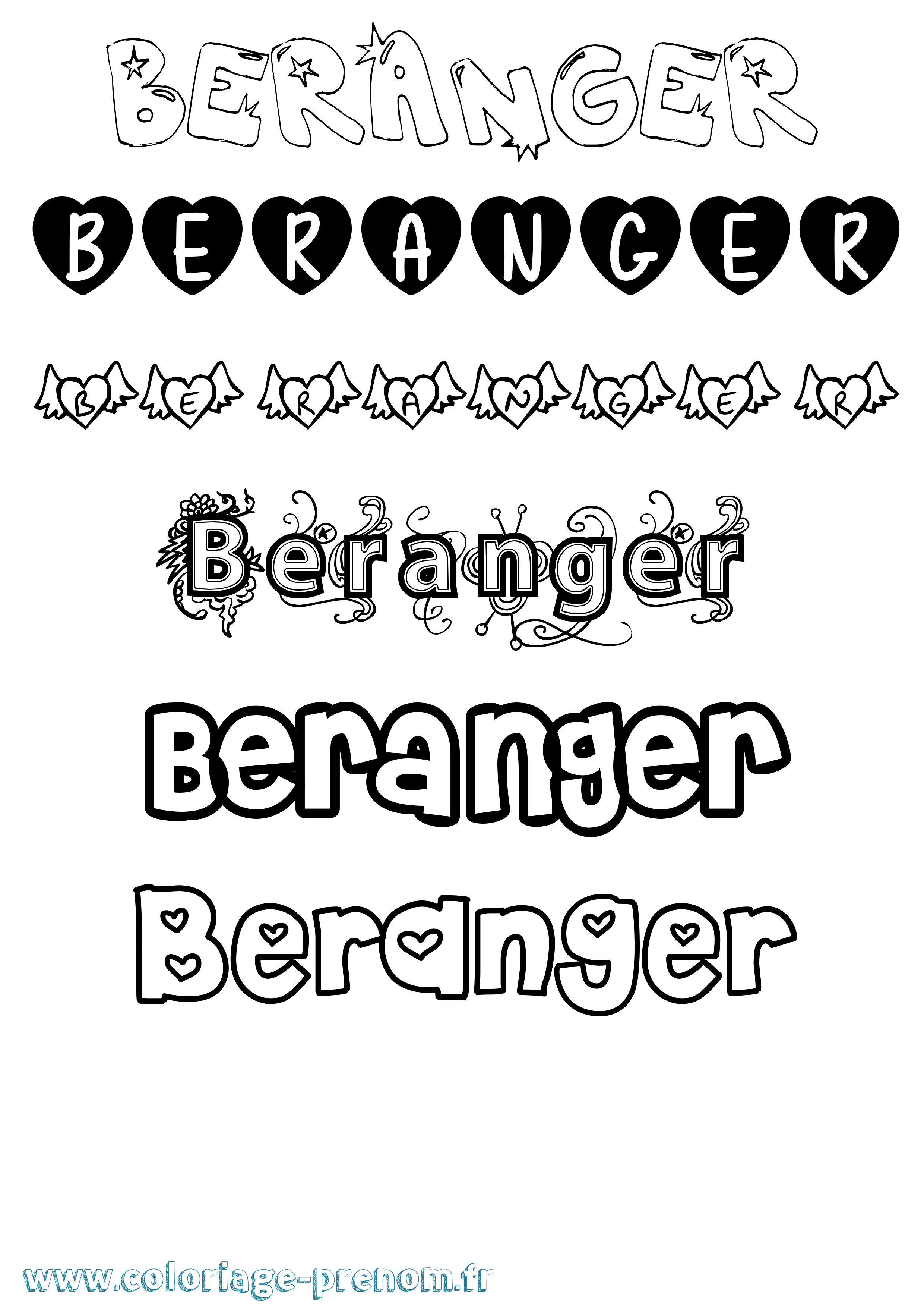 Coloriage Beranger Girly Coloriage prénom Beranger Girly