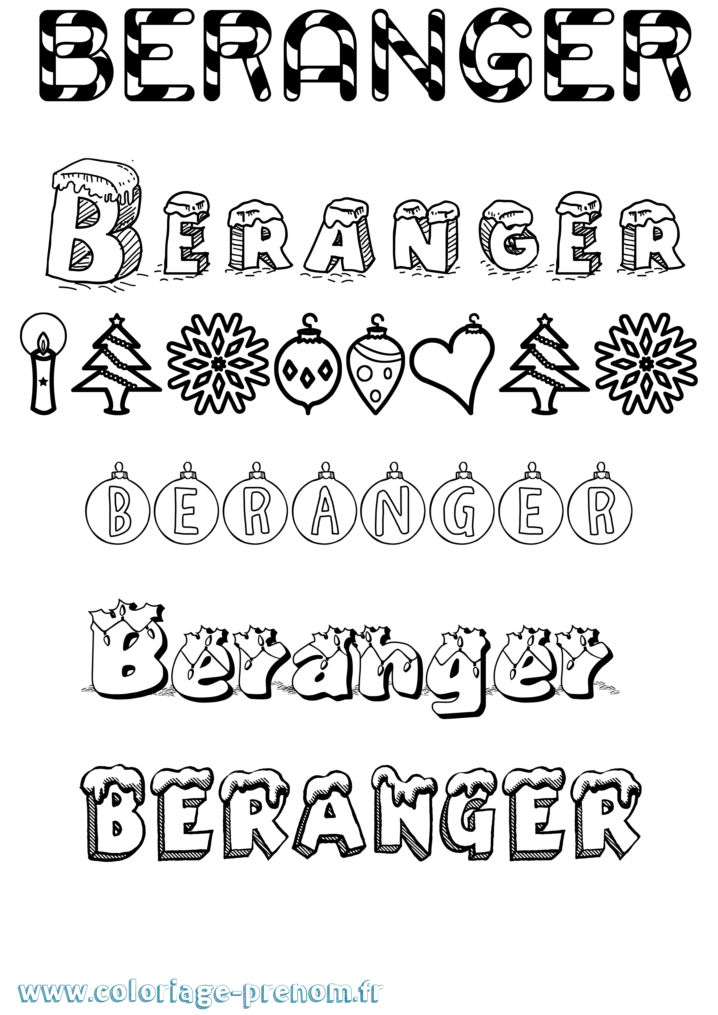 Coloriage Beranger Noël Coloriage prénom Beranger Noël