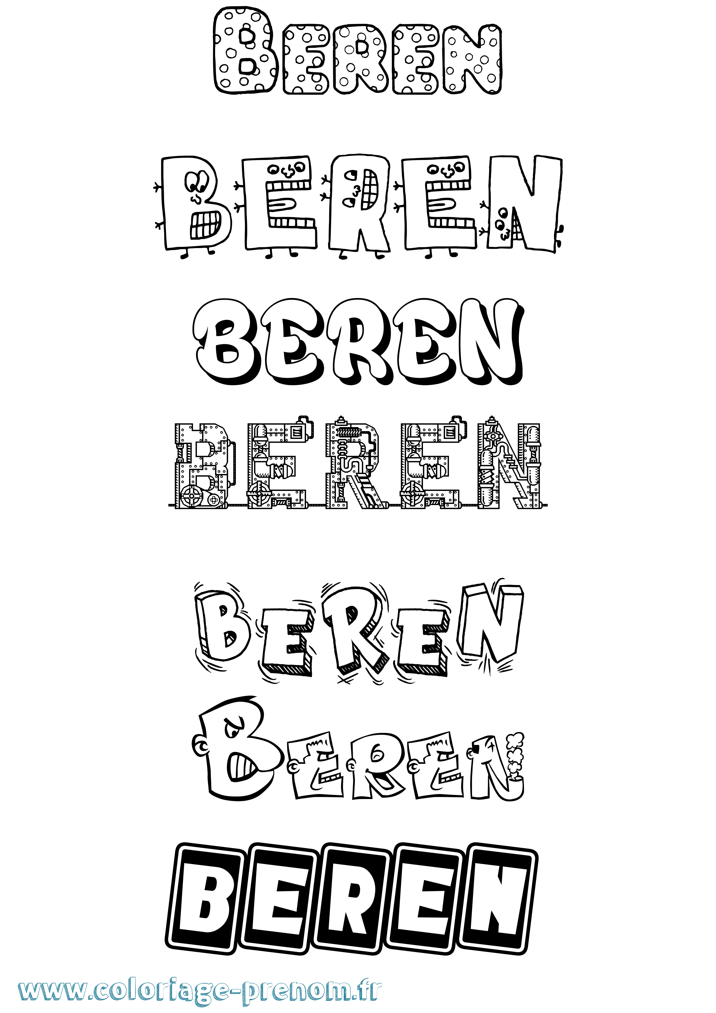 Coloriage prénom Beren Fun