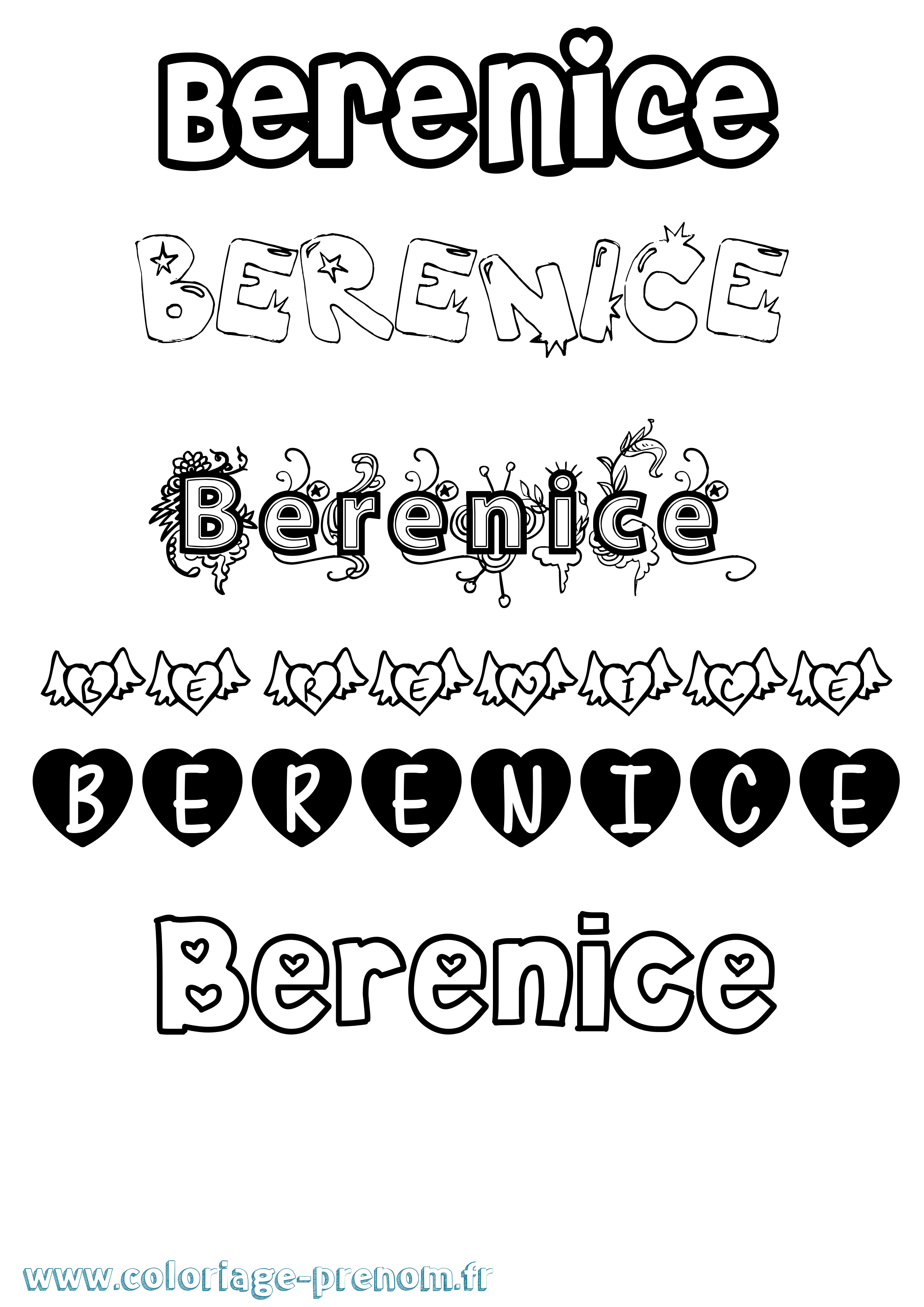 Coloriage prénom Berenice Girly