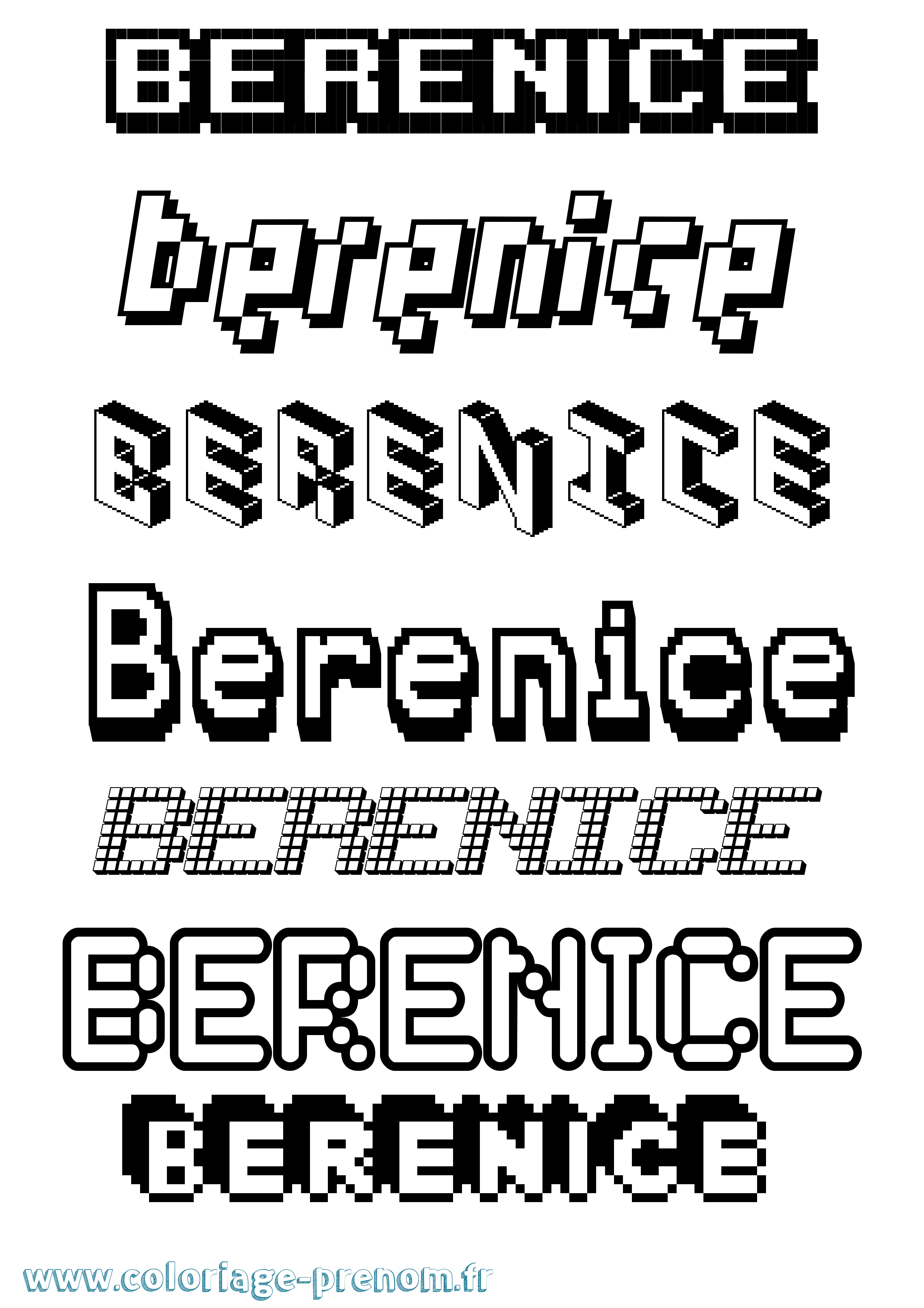 Coloriage prénom Berenice Pixel