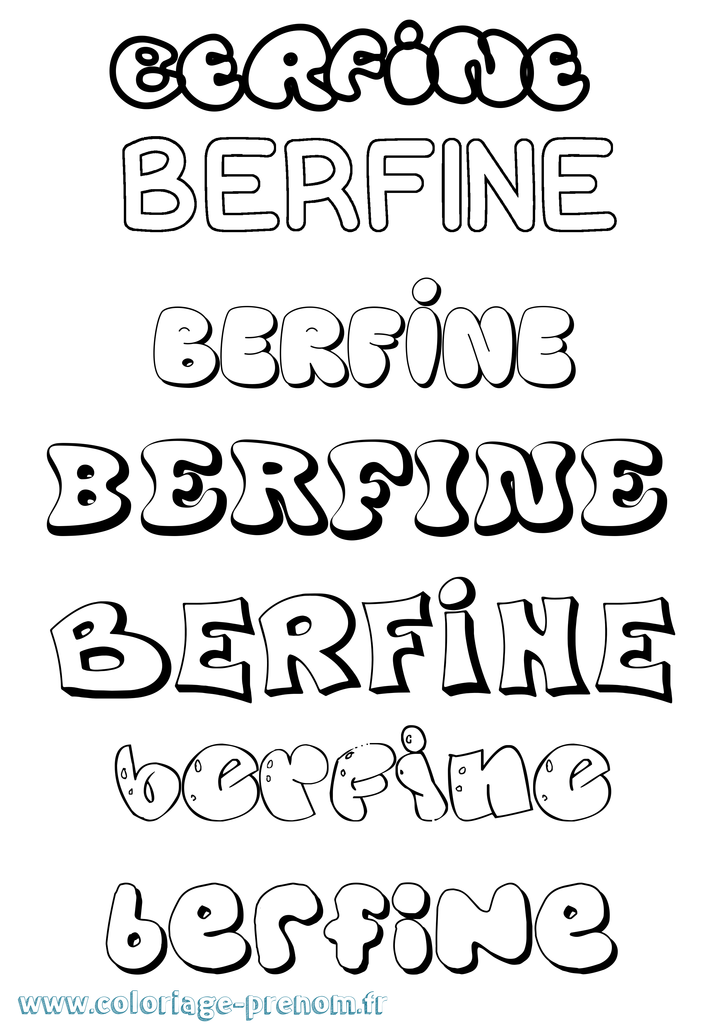 Coloriage prénom Berfine Bubble