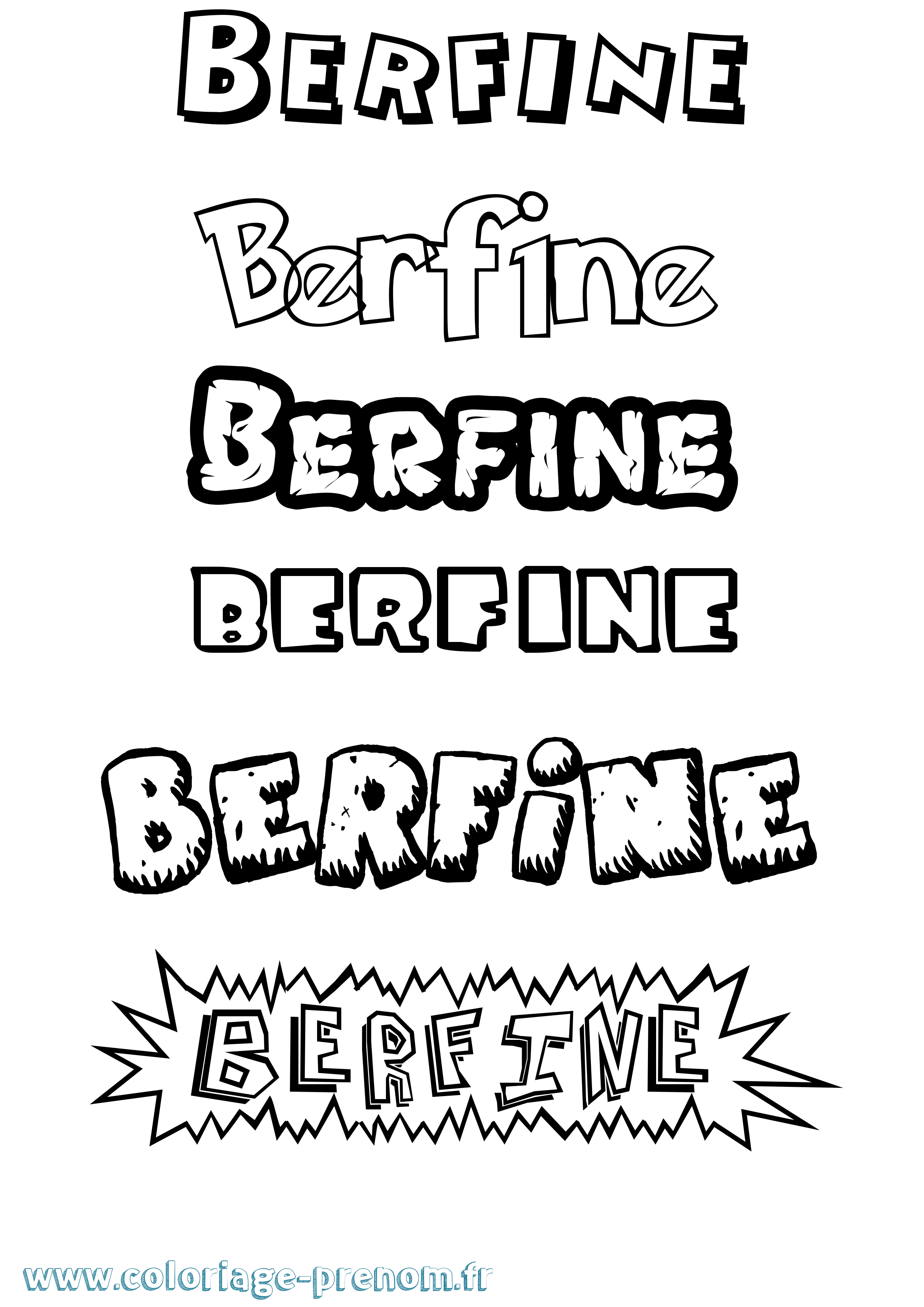 Coloriage prénom Berfine Dessin Animé