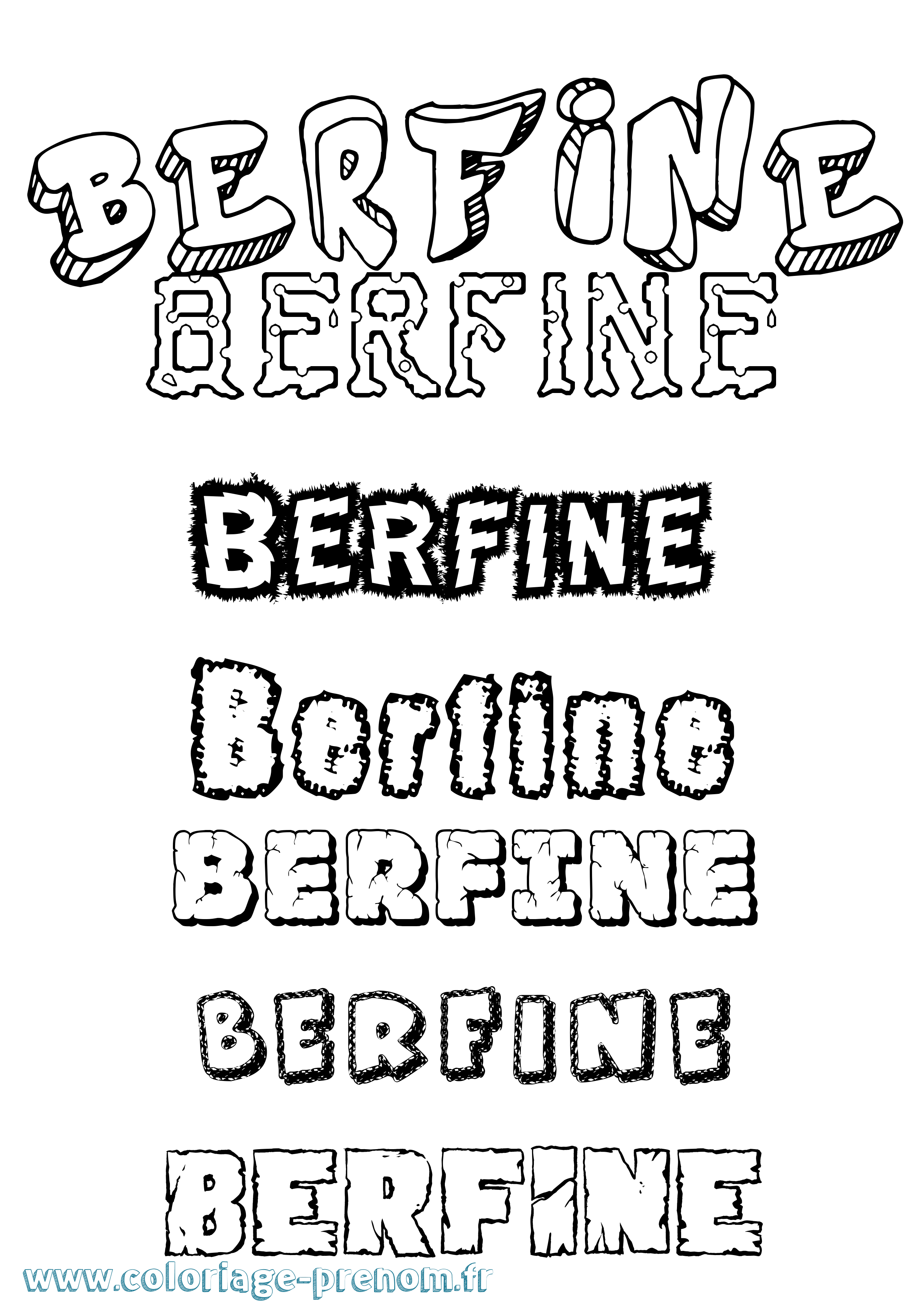 Coloriage prénom Berfine Destructuré