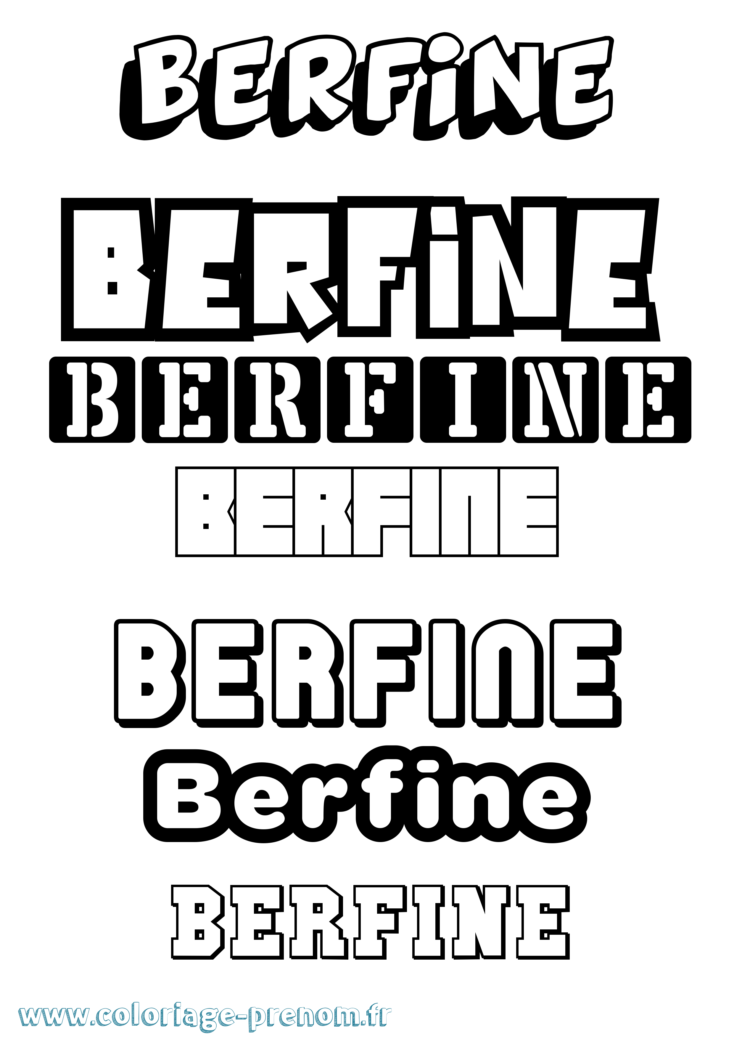 Coloriage prénom Berfine Simple