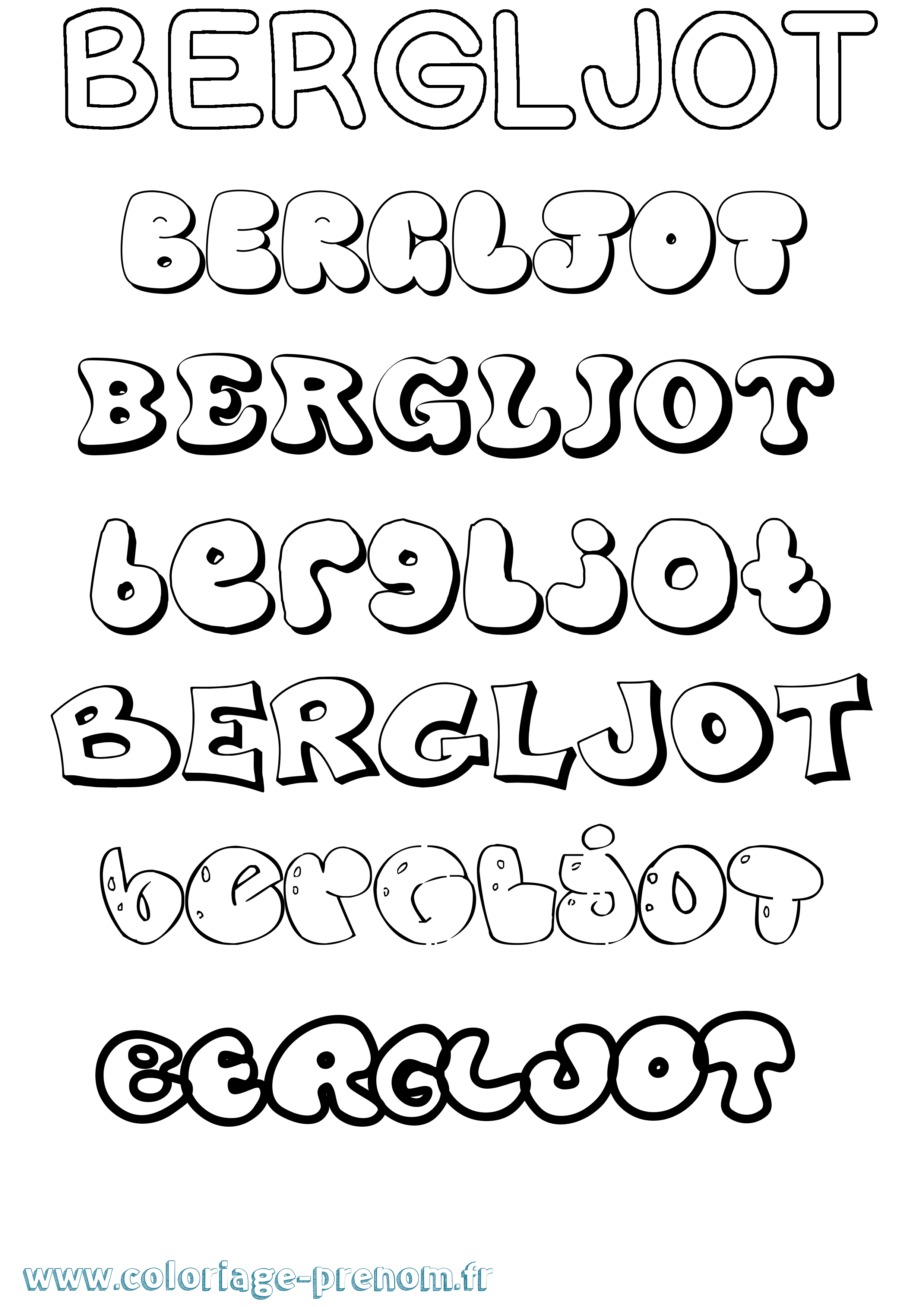 Coloriage prénom Bergljot Bubble