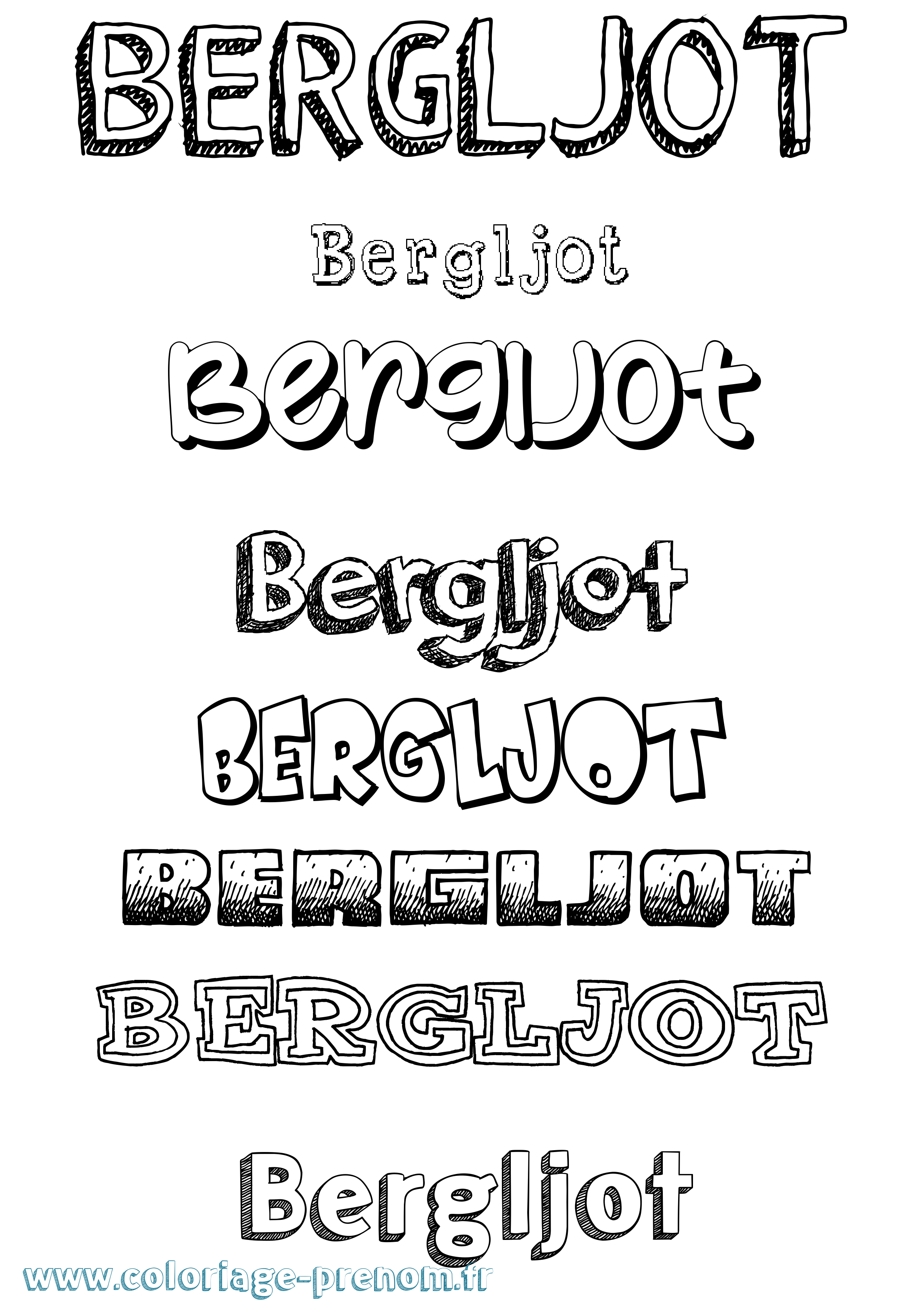 Coloriage prénom Bergljot Dessiné