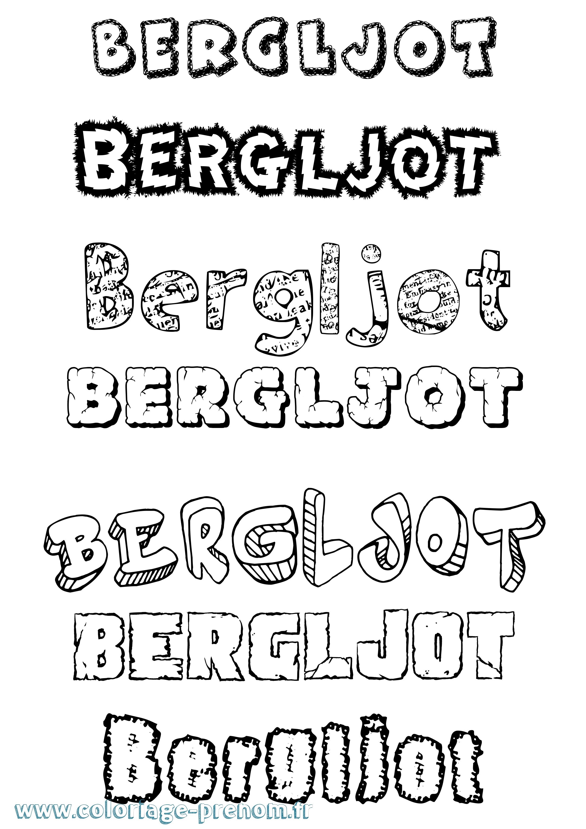 Coloriage prénom Bergljot Destructuré