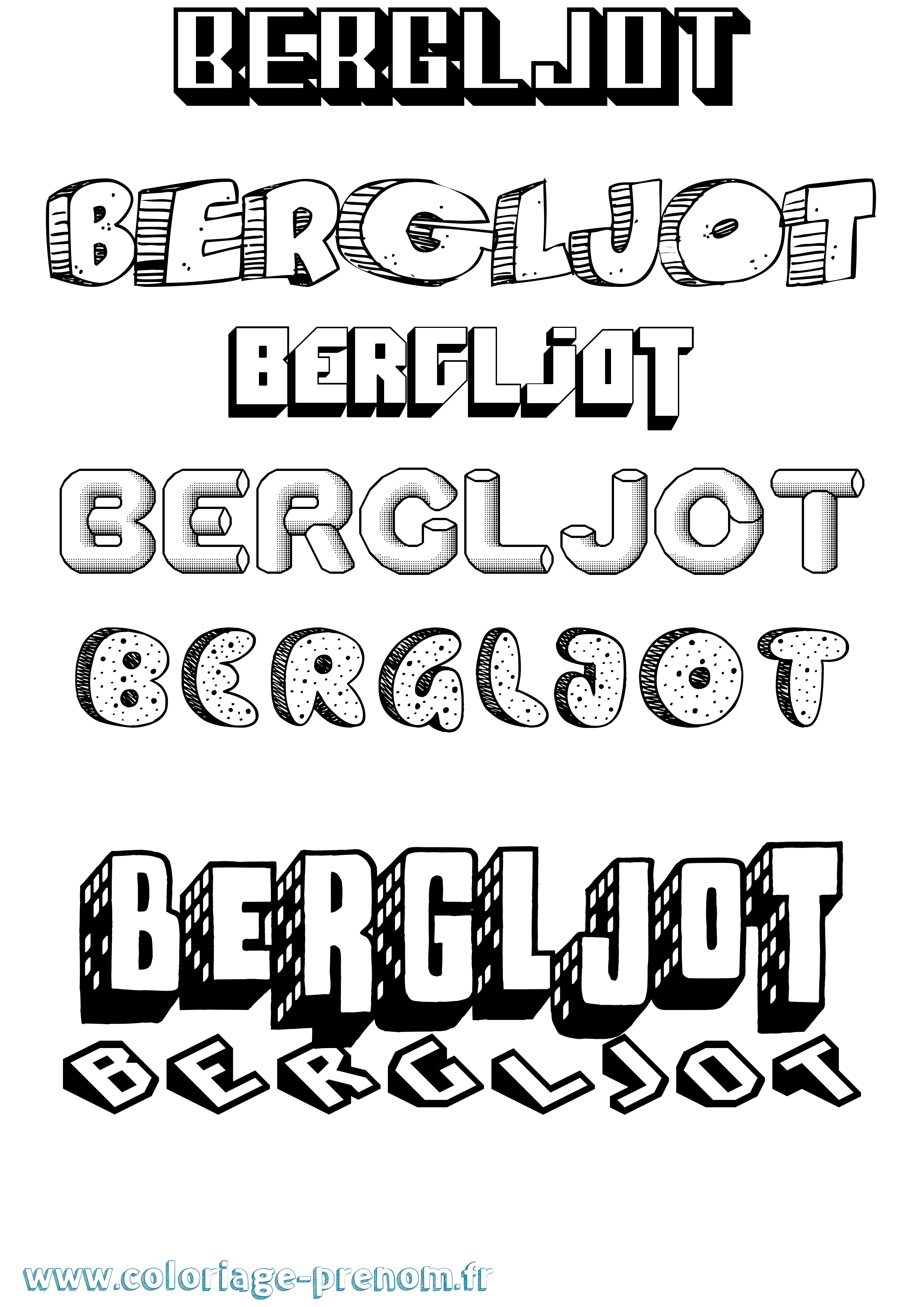 Coloriage prénom Bergljot Effet 3D