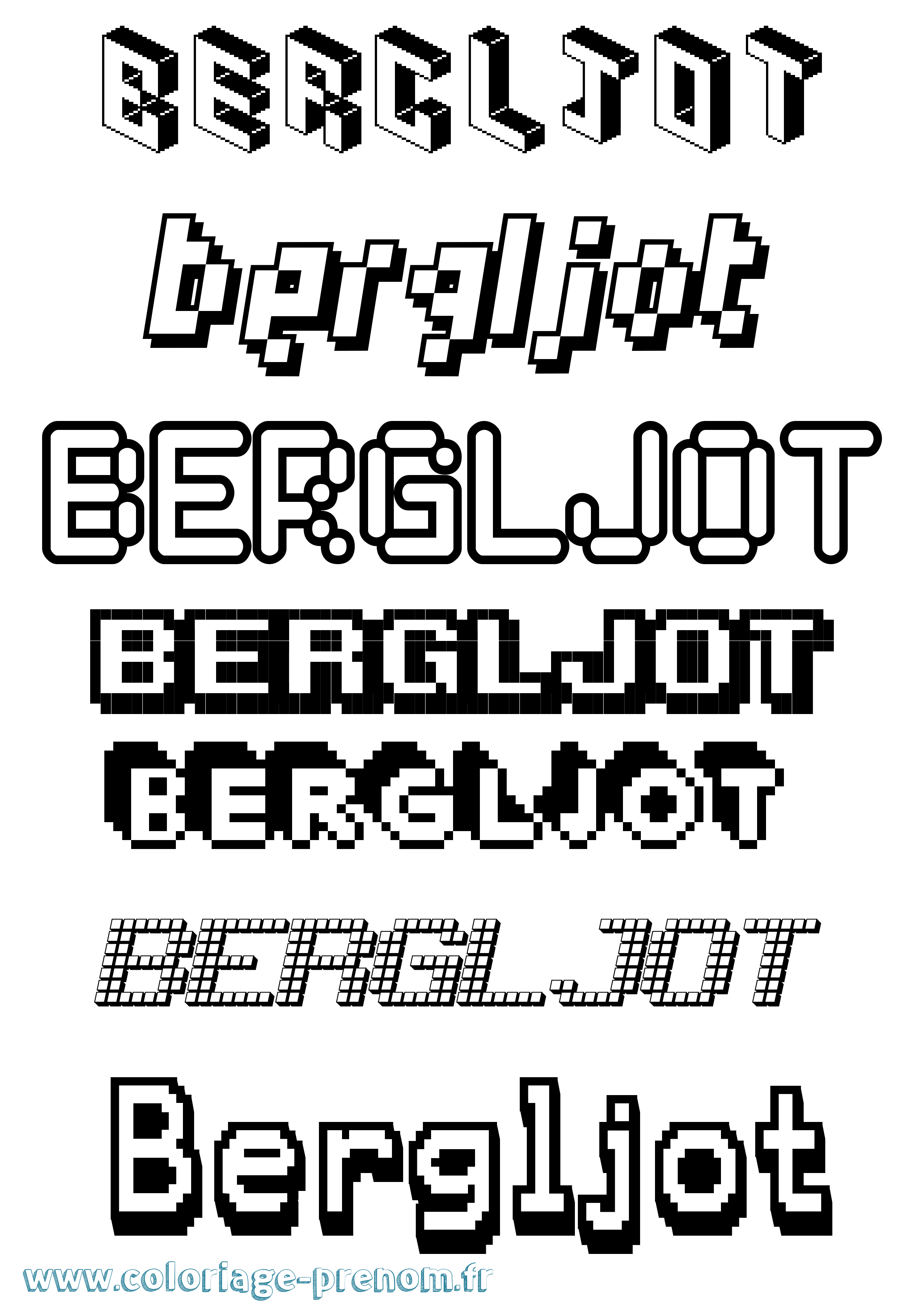 Coloriage prénom Bergljot Pixel