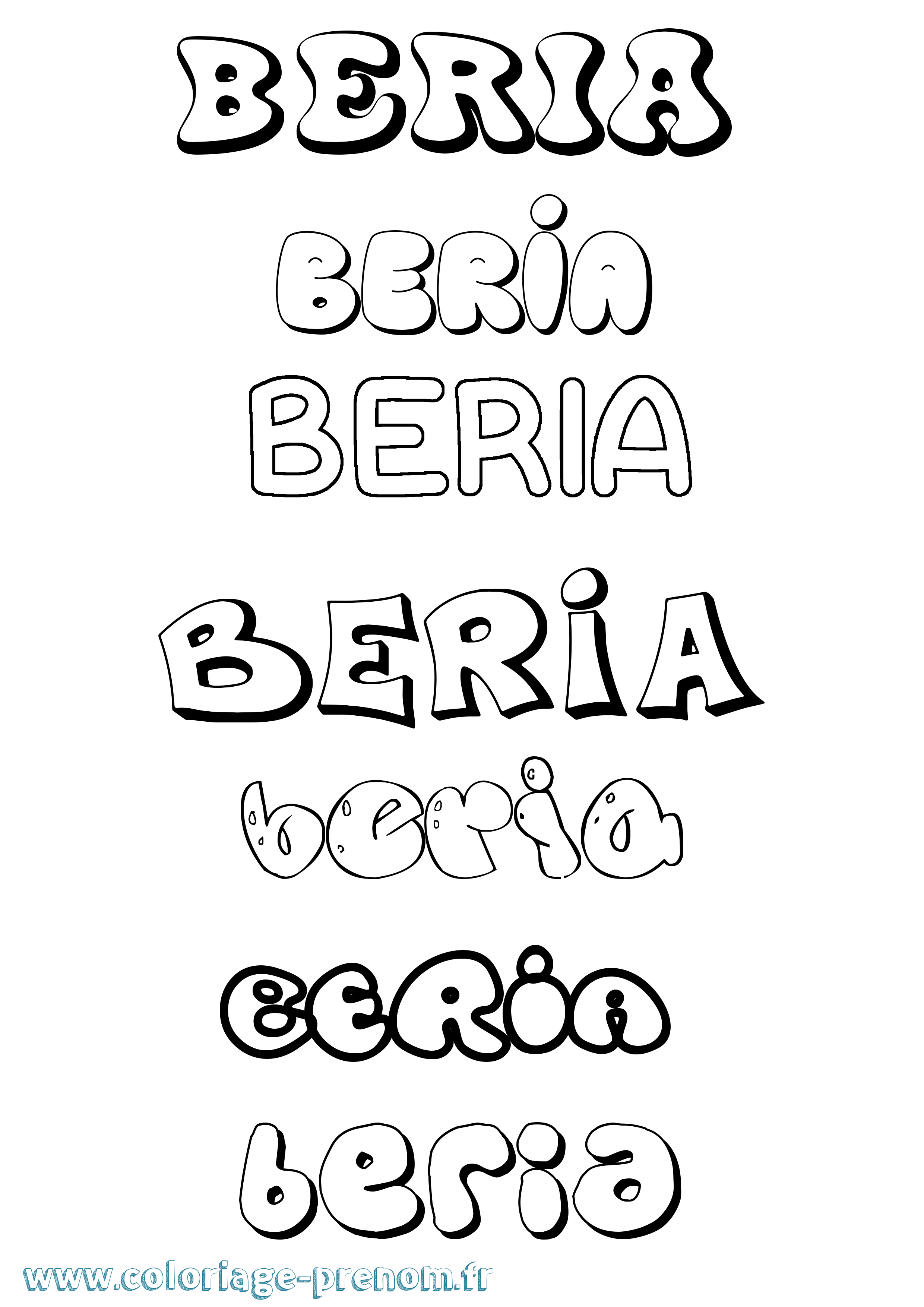 Coloriage Beria Bubble Coloriage prénom Beria Bubble