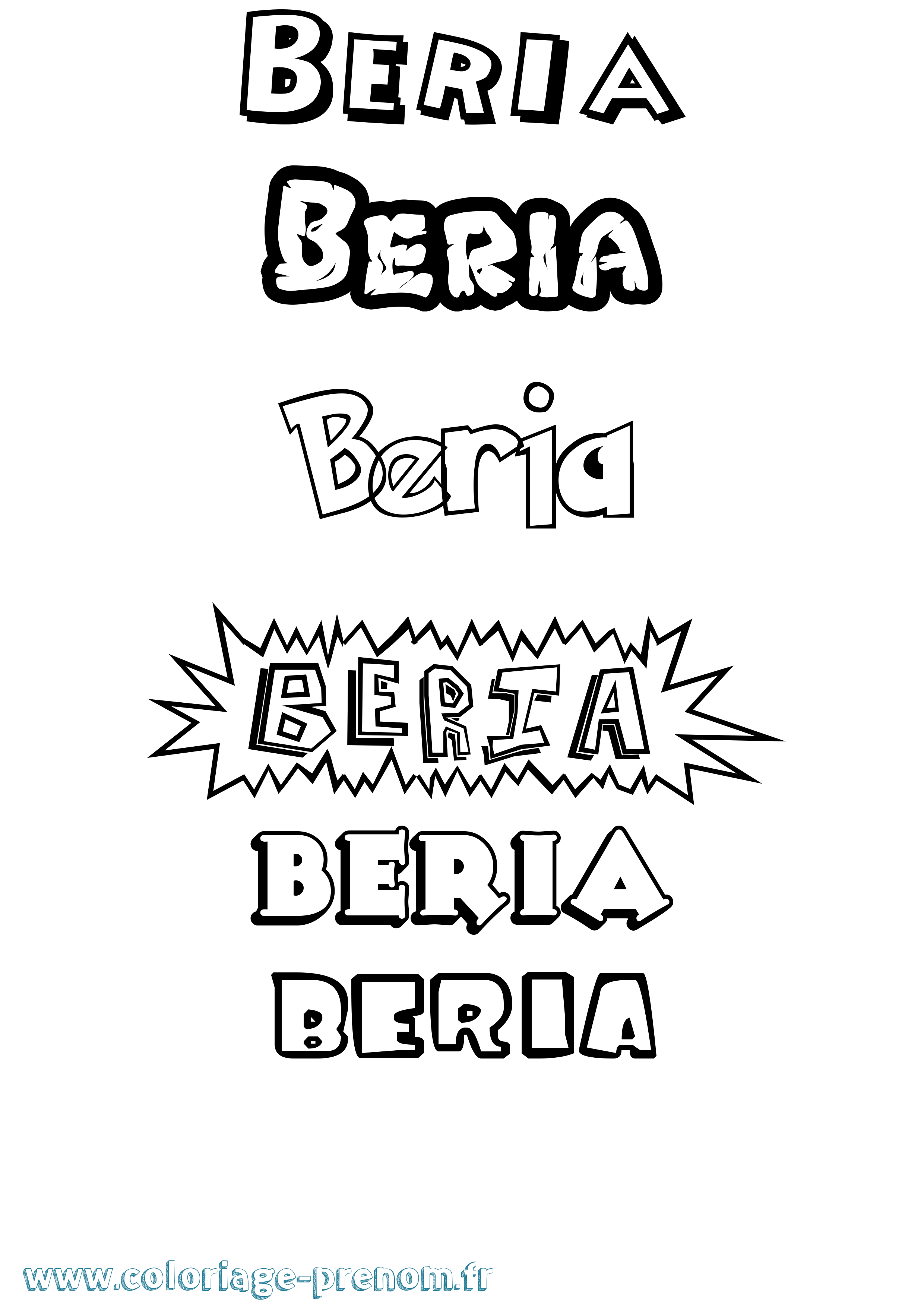 Coloriage prénom Beria Dessin Animé