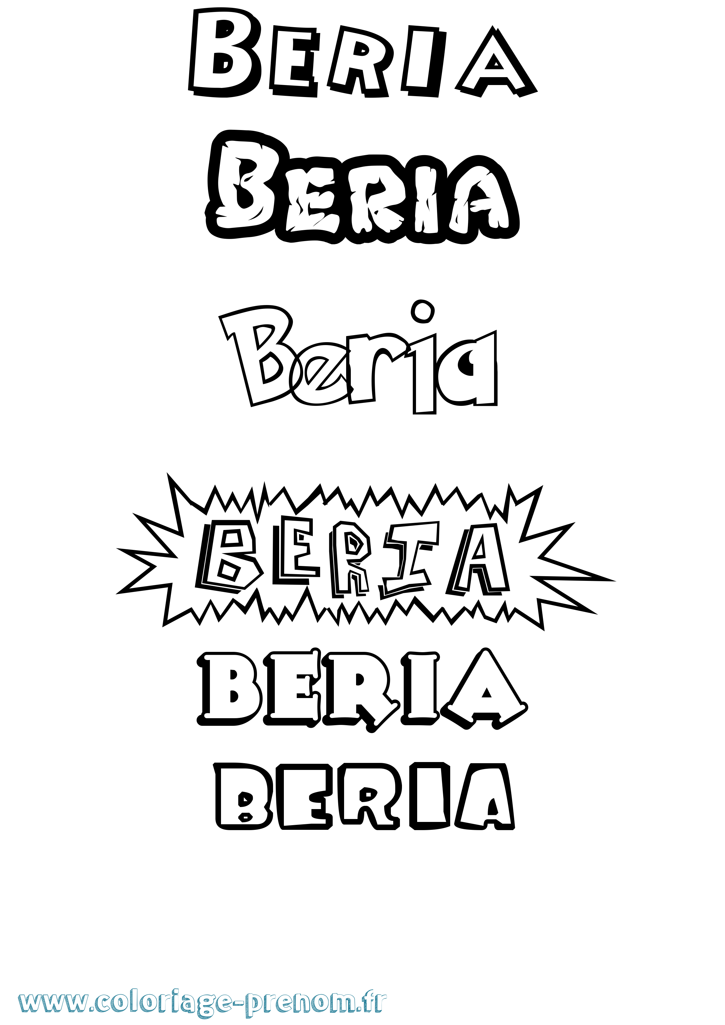 Coloriage Beria Dessin Animé Coloriage prénom Beria Dessin Animé