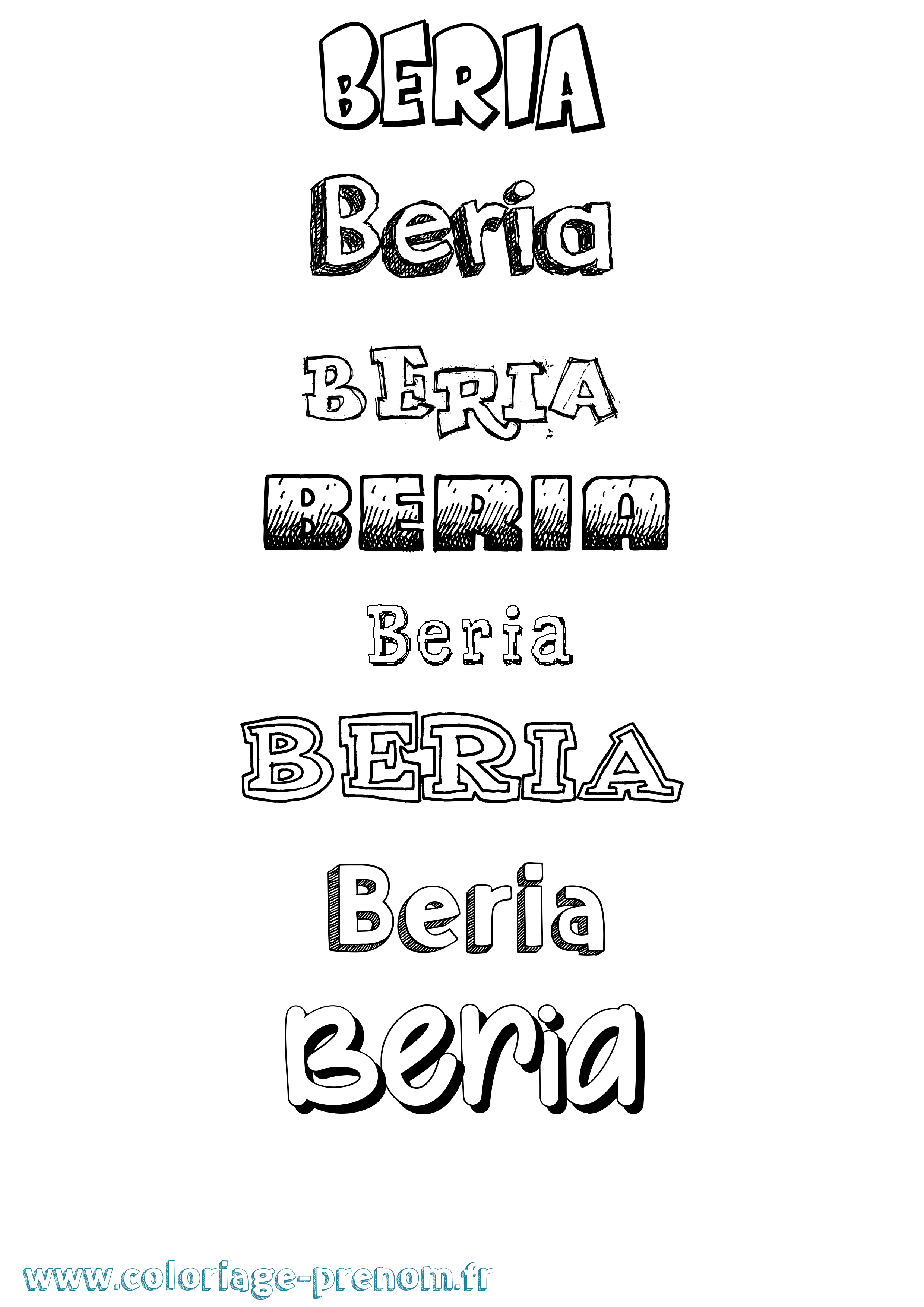 Coloriage Beria Dessiné Coloriage prénom Beria Dessiné