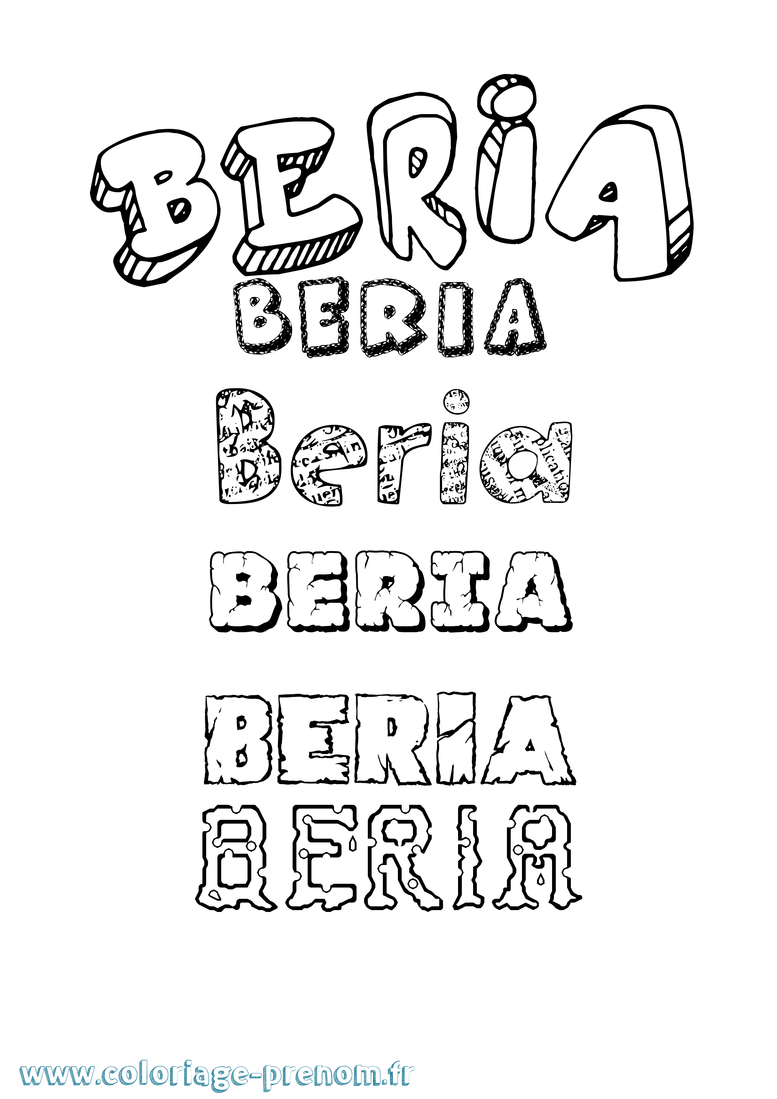 Coloriage Beria Destructuré Coloriage prénom Beria Destructuré