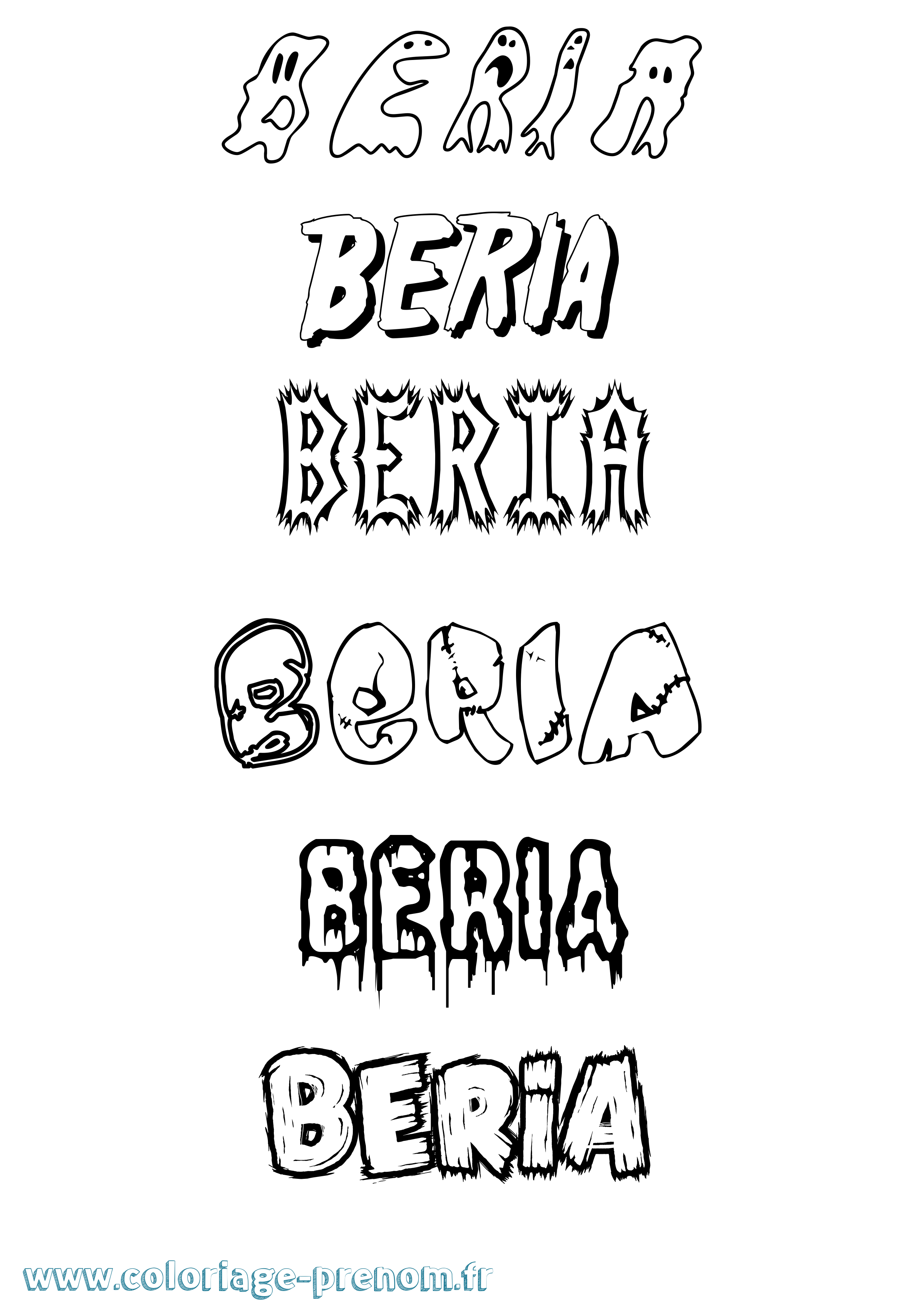 Coloriage Beria Frisson Coloriage prénom Beria Frisson