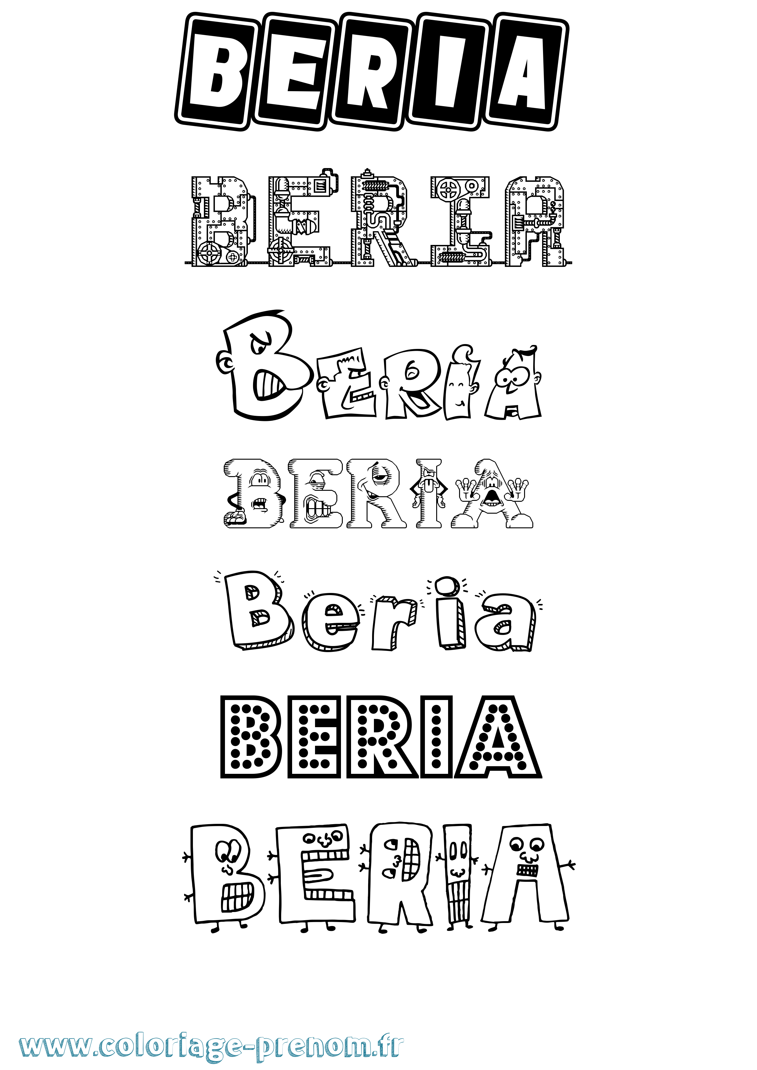 Coloriage Beria Fun Coloriage prénom Beria Fun