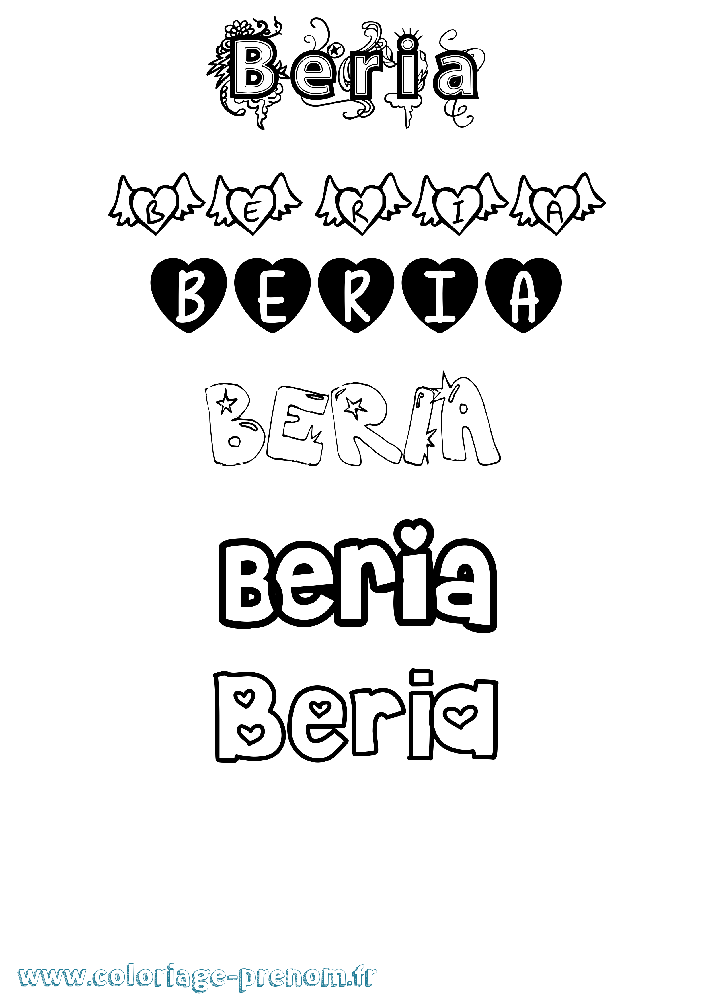 Coloriage prénom Beria Girly
