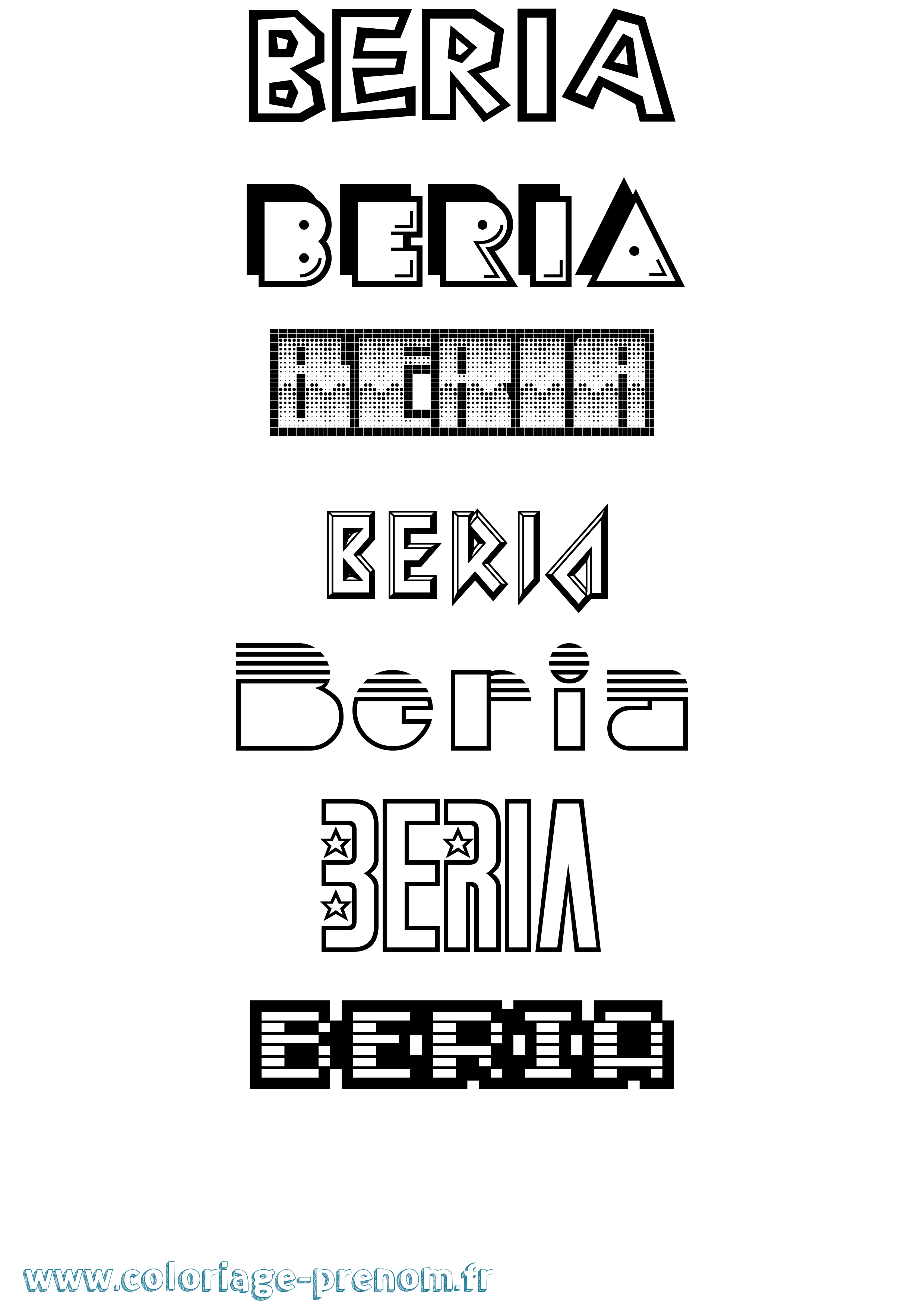 Coloriage prénom Beria Jeux Vidéos