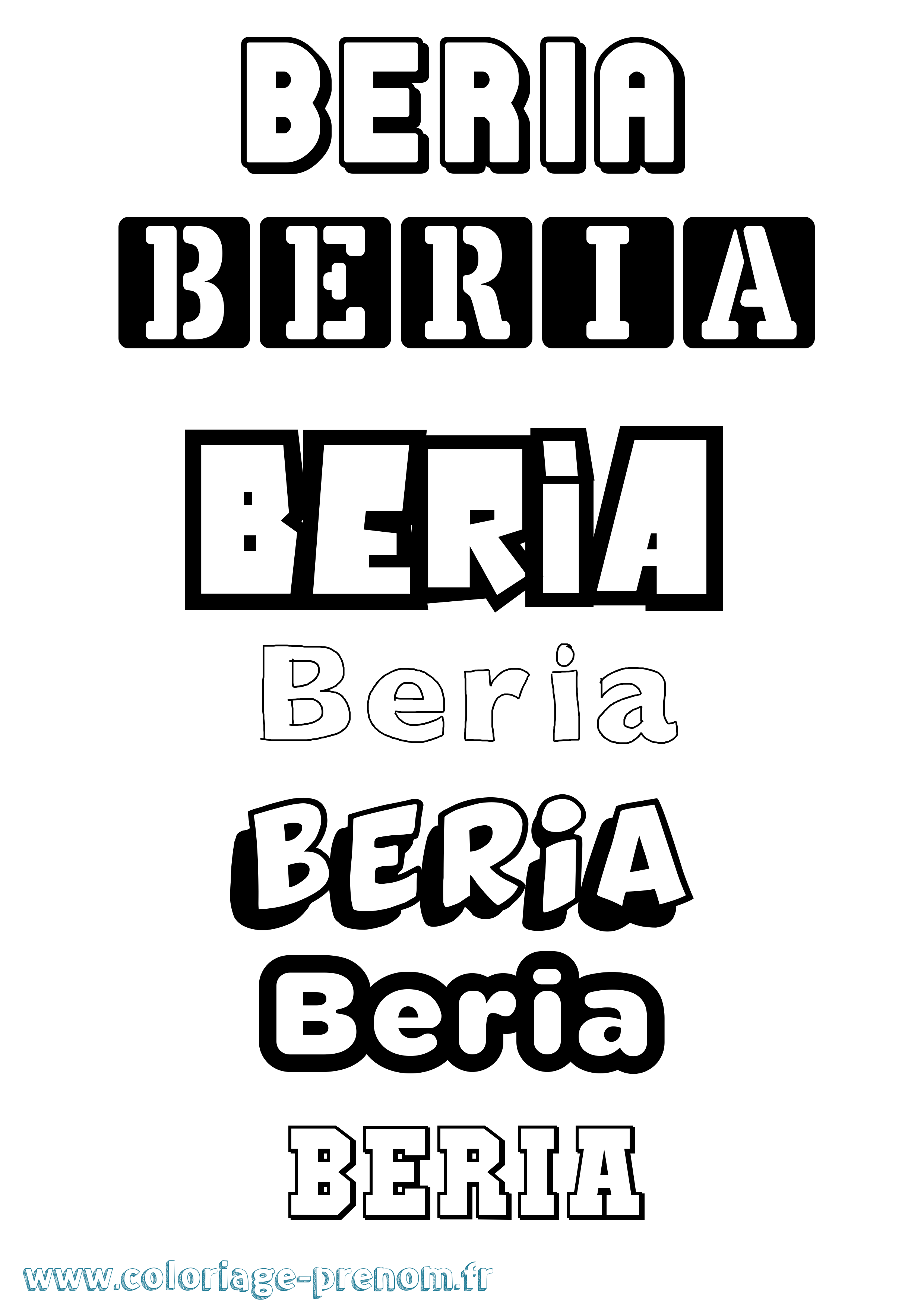 Coloriage prénom Beria Simple
