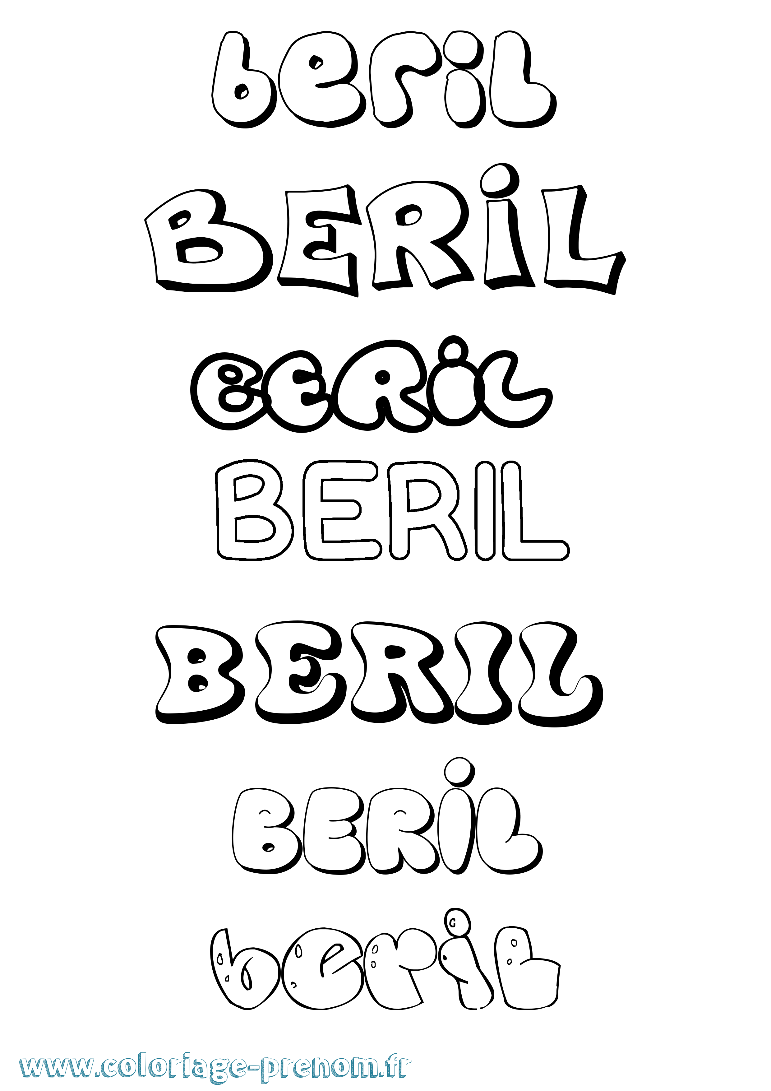 Coloriage prénom Beril Bubble