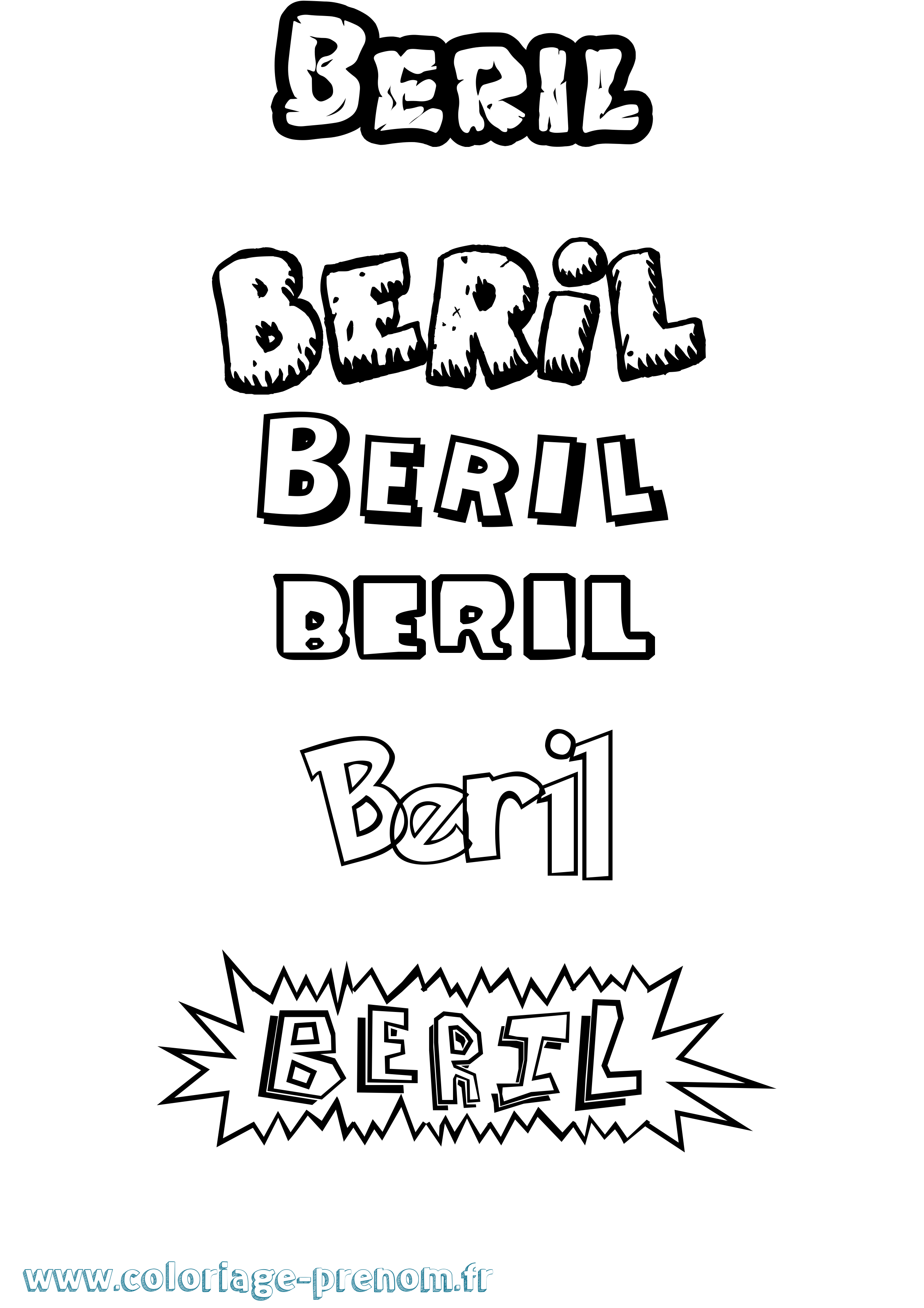 Coloriage prénom Beril Dessin Animé