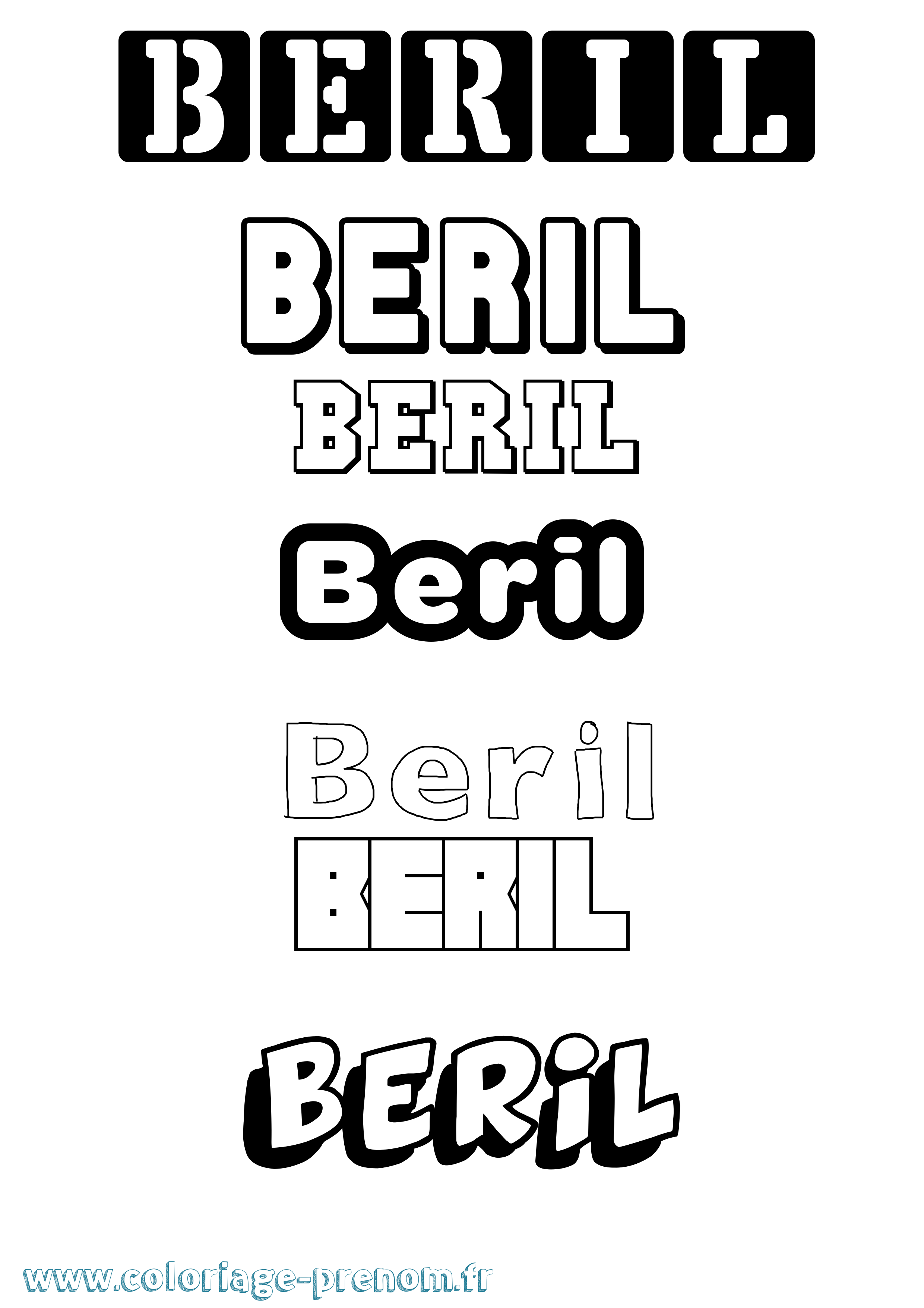 Coloriage prénom Beril Simple