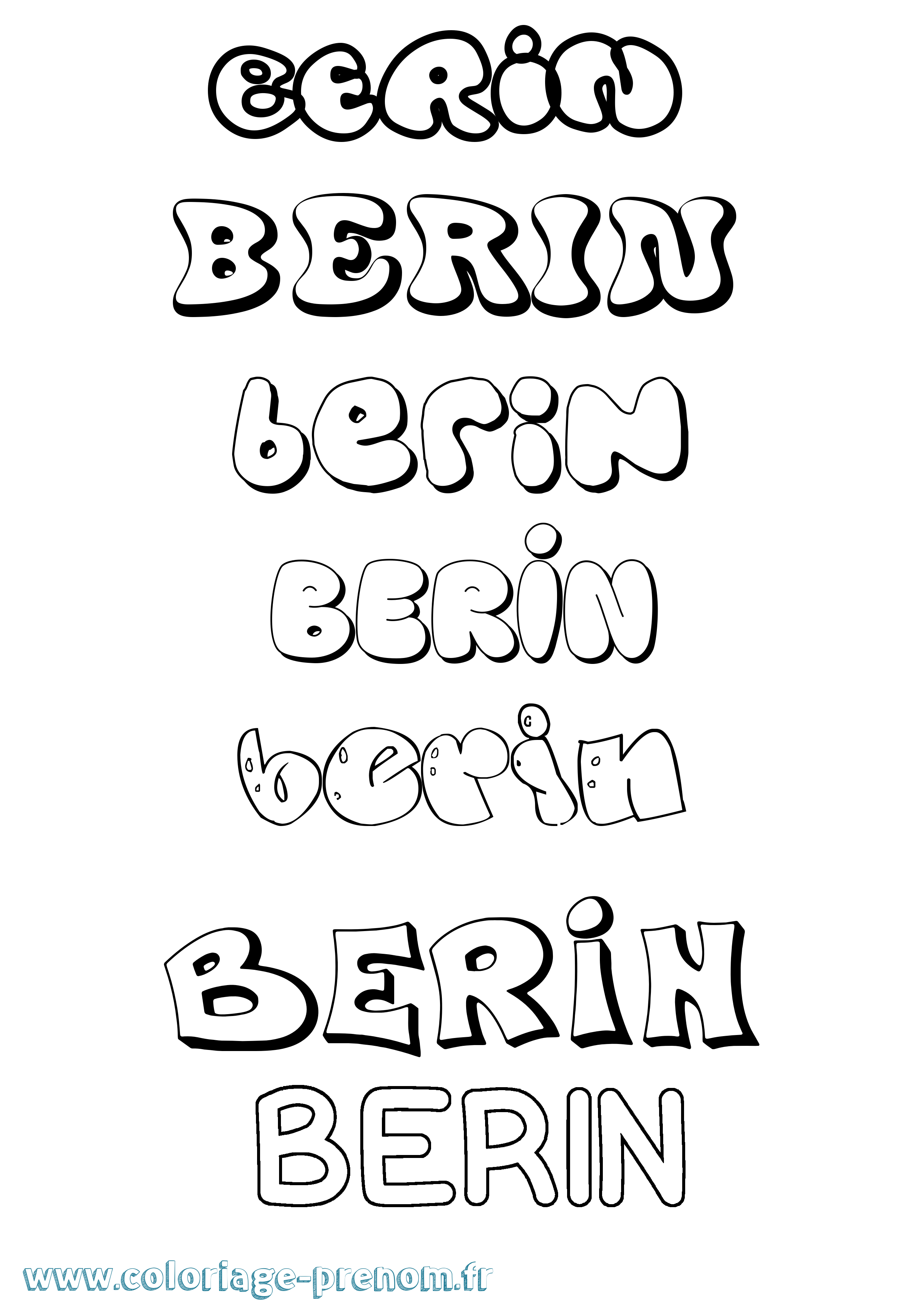 Coloriage prénom Berin Bubble