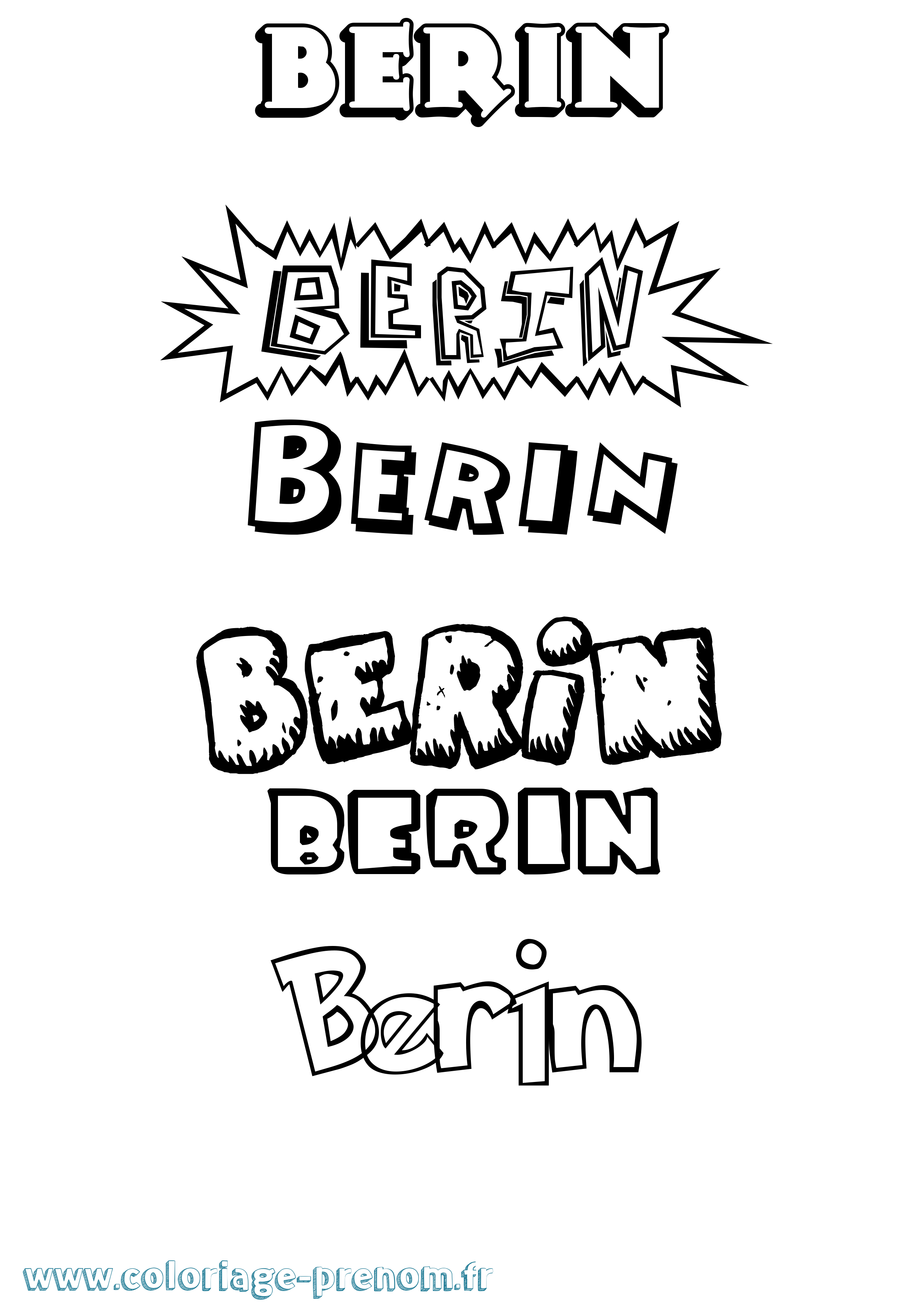 Coloriage Berin Dessin Animé Coloriage prénom Berin Dessin Animé