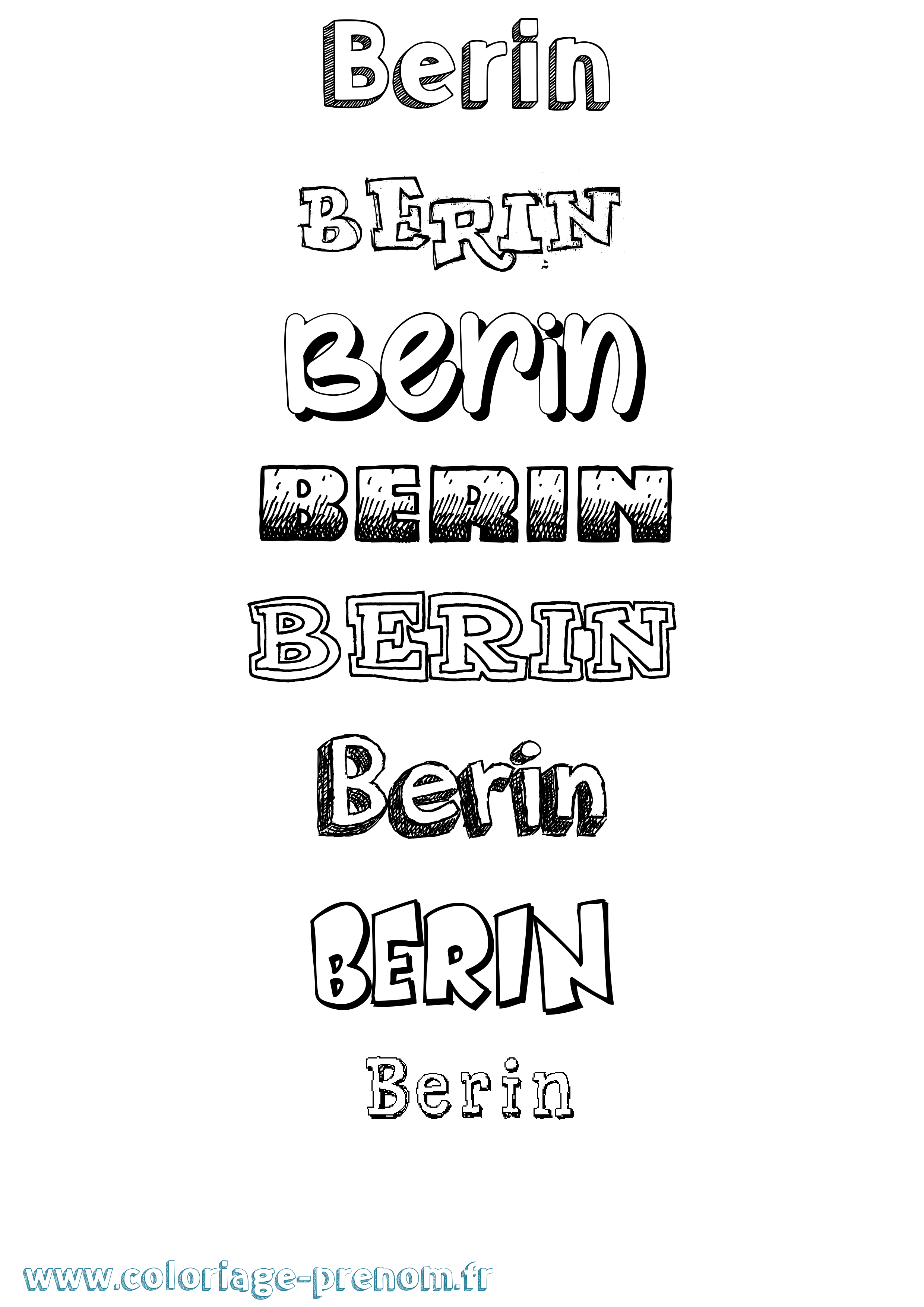 Coloriage Berin Dessiné Coloriage prénom Berin Dessiné