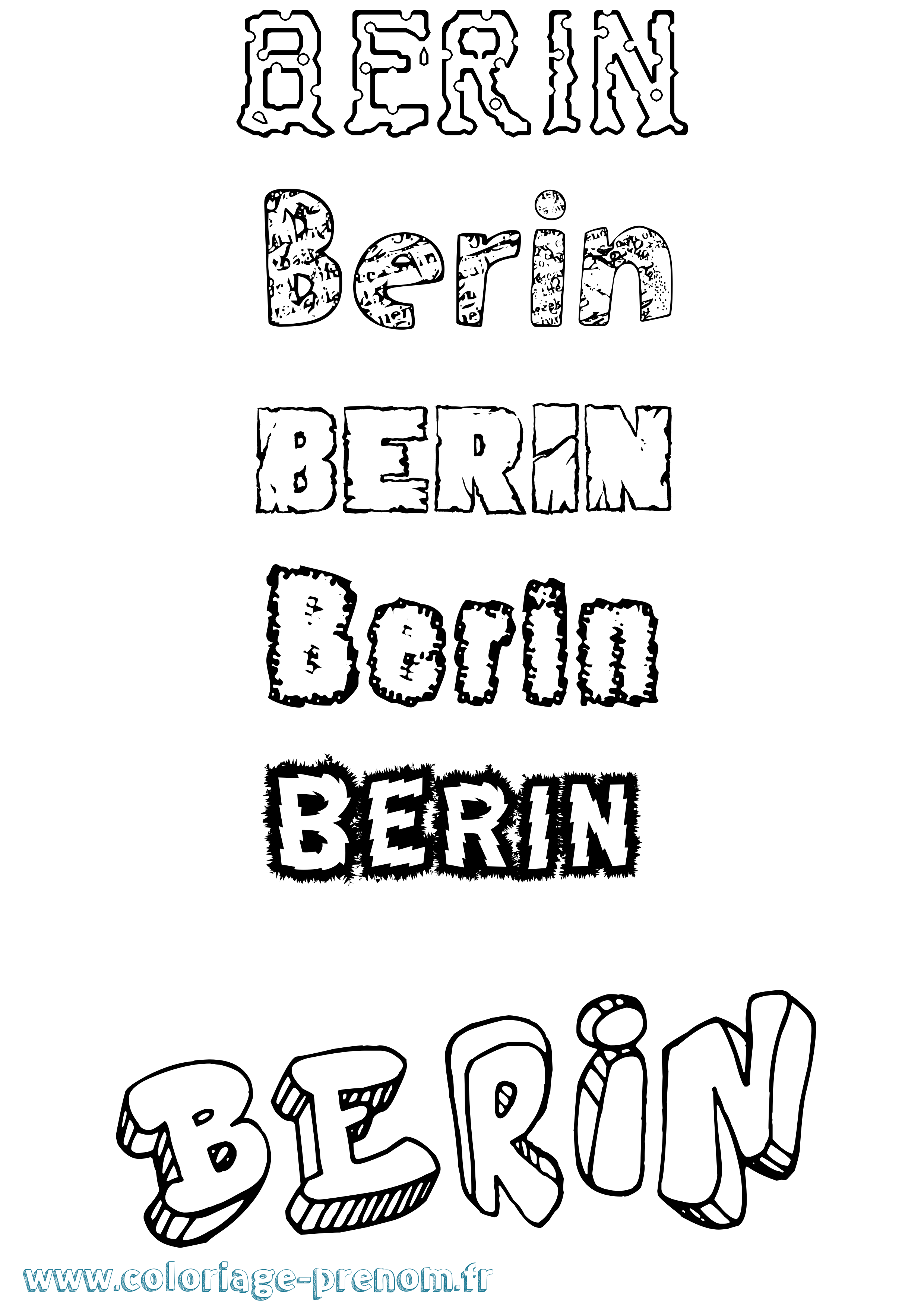 Coloriage prénom Berin Destructuré