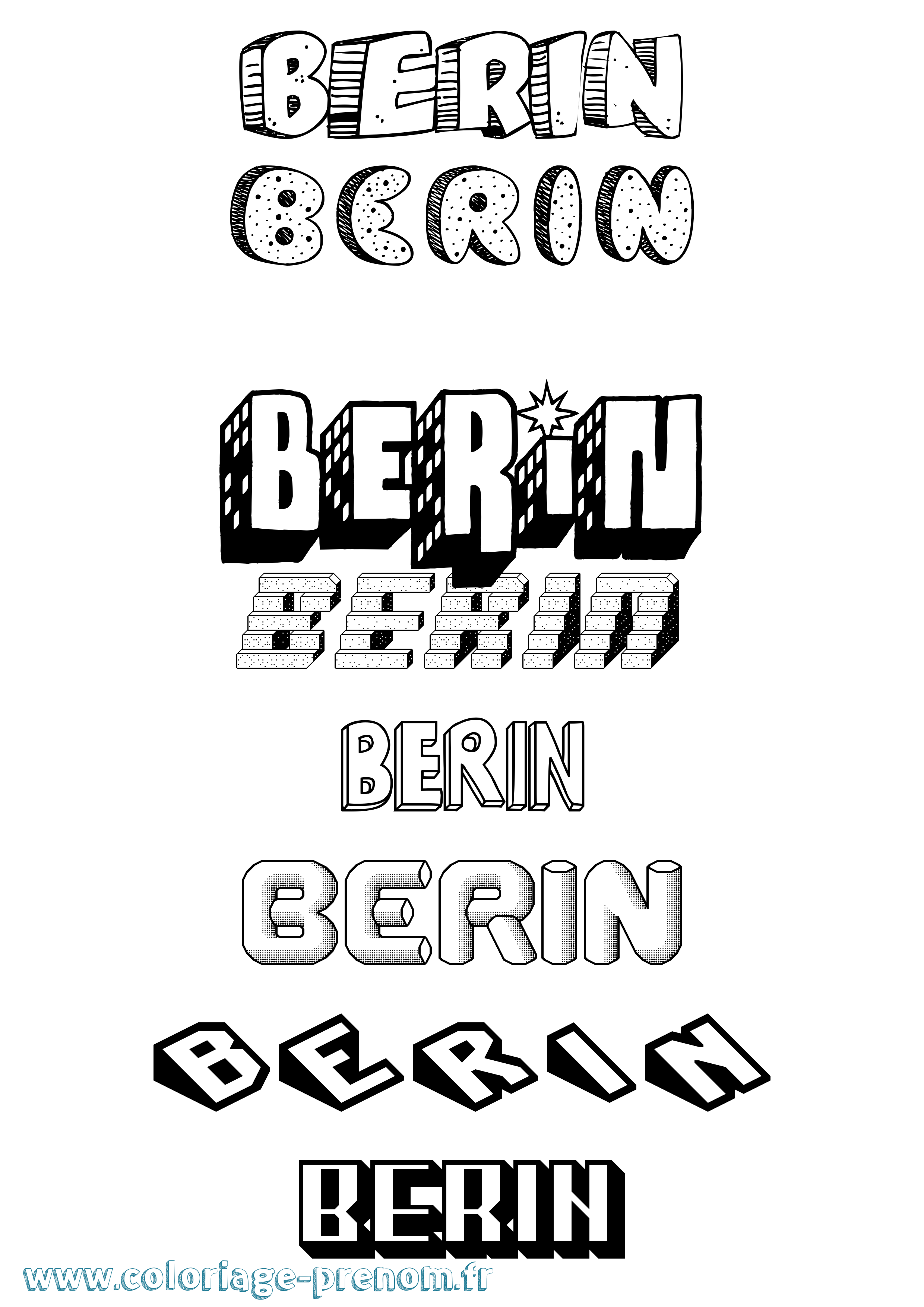 Coloriage Berin Effet 3D Coloriage prénom Berin Effet 3D