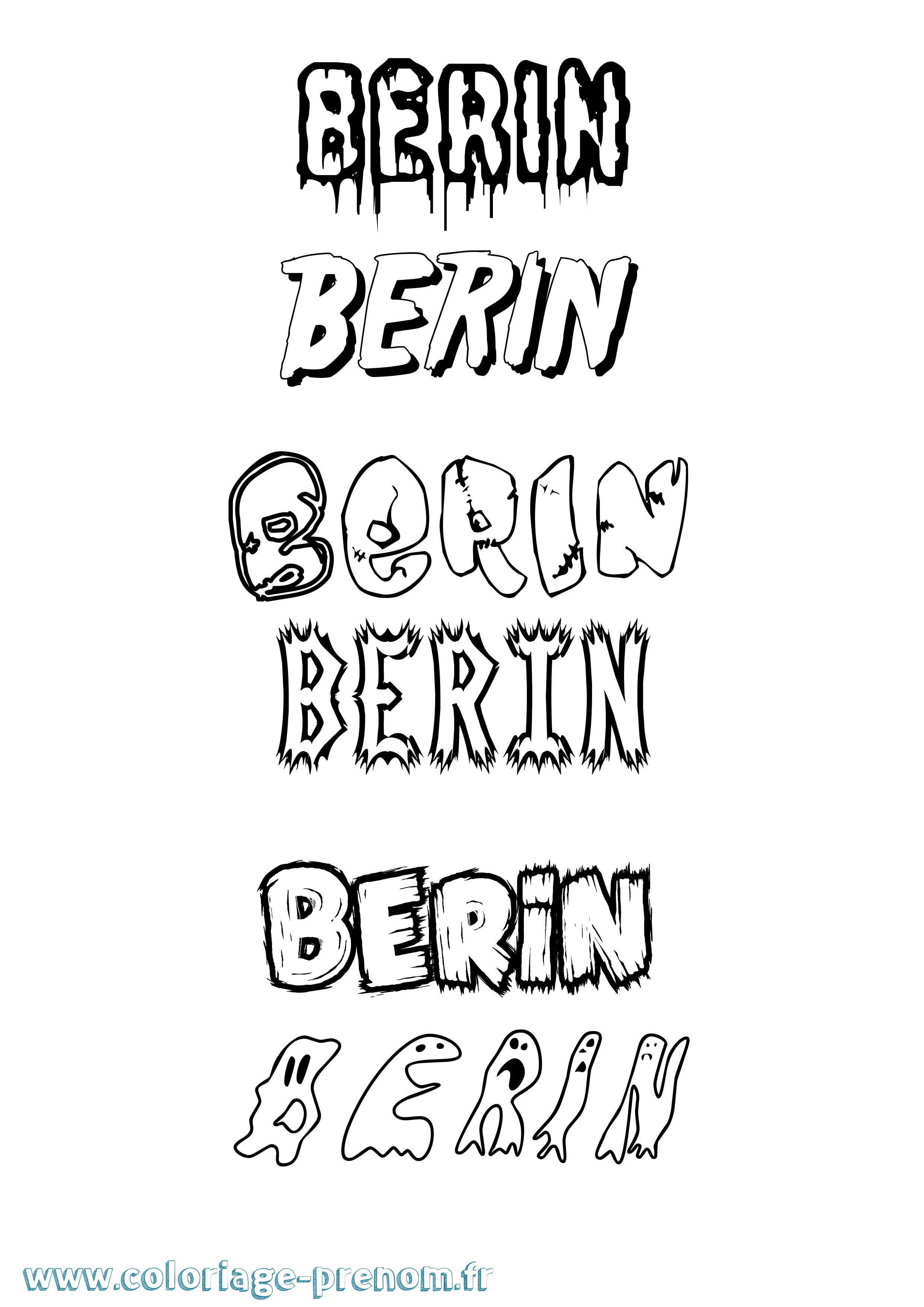 Coloriage Berin Frisson Coloriage prénom Berin Frisson