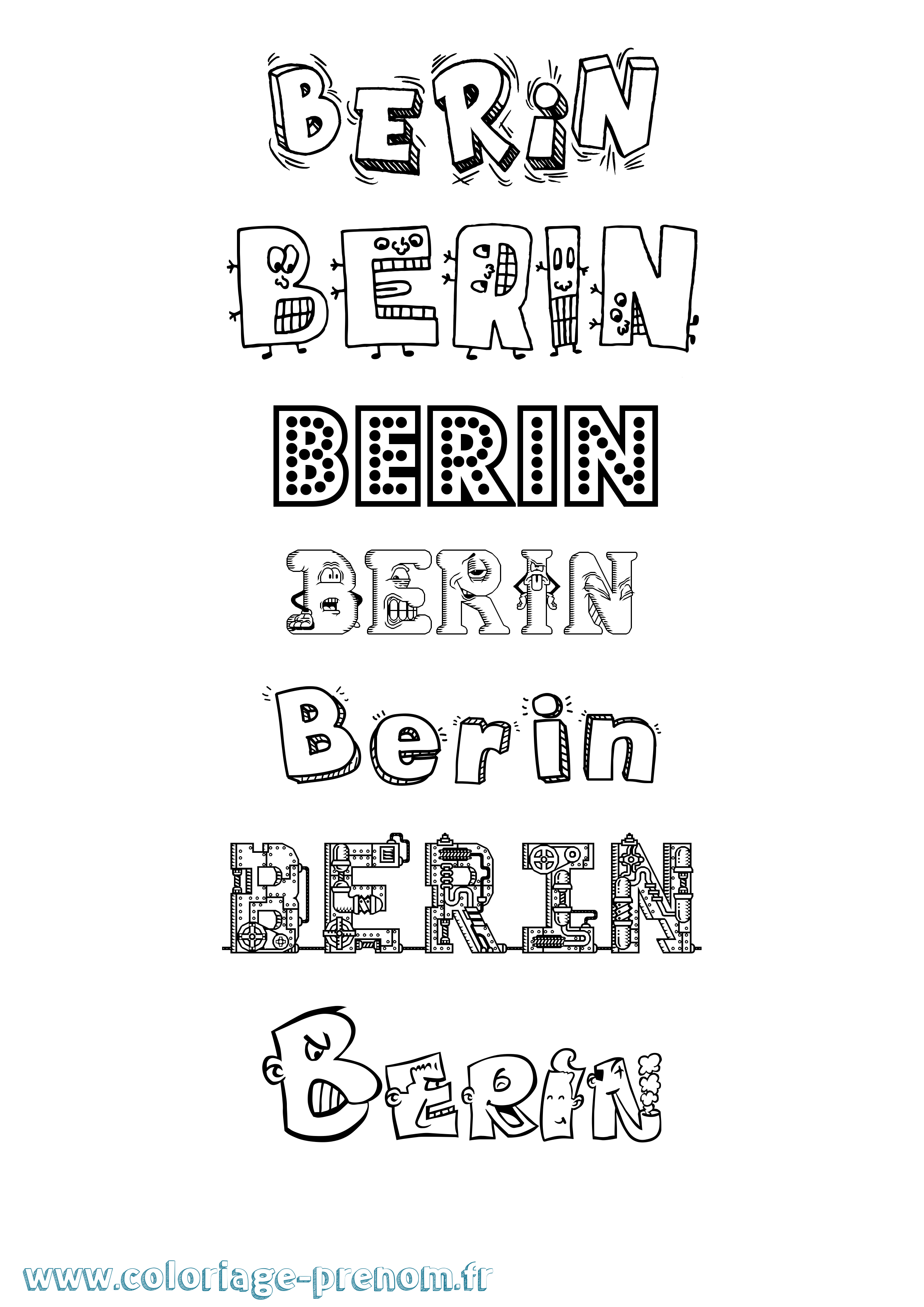 Coloriage Berin Fun Coloriage prénom Berin Fun
