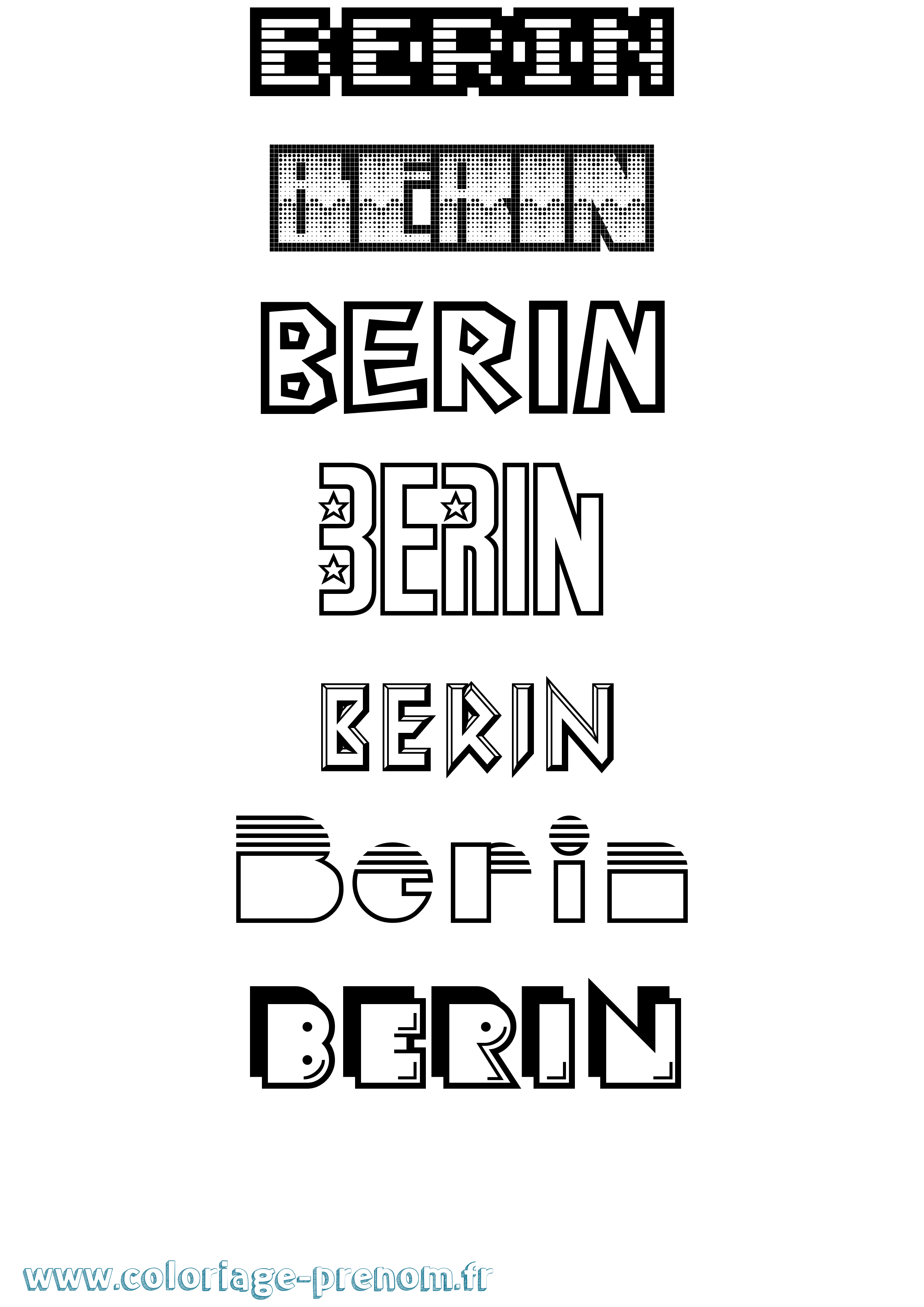 Coloriage Berin Jeux Vidéos Coloriage prénom Berin Jeux Vidéos