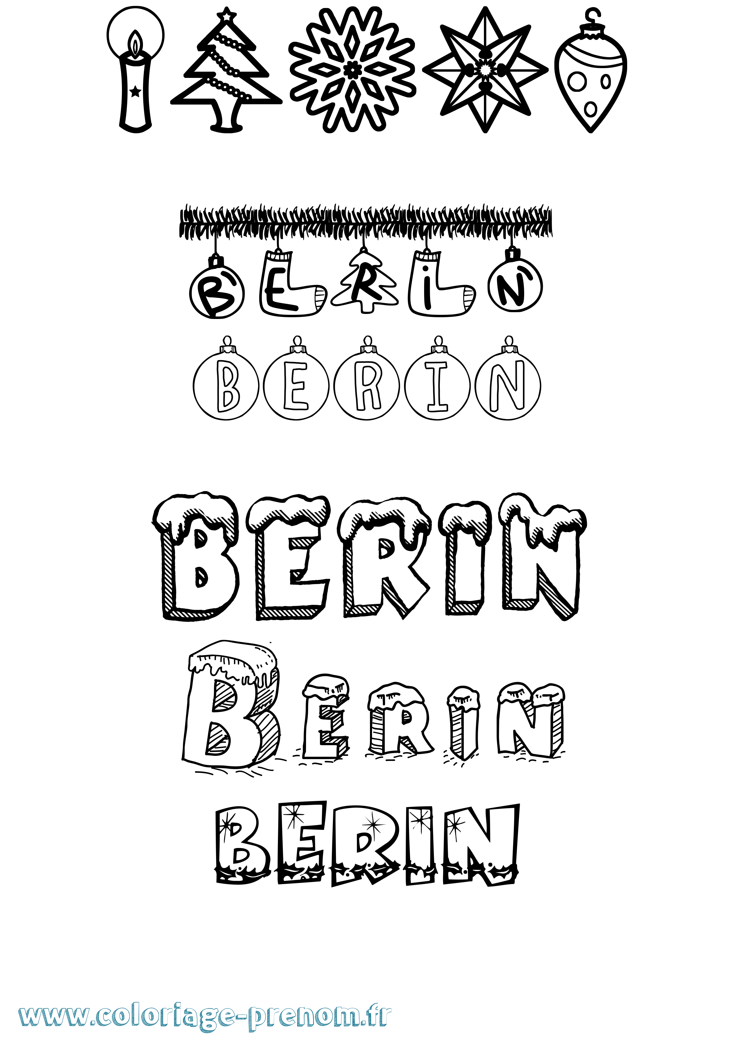Coloriage Berin Noël Coloriage prénom Berin Noël