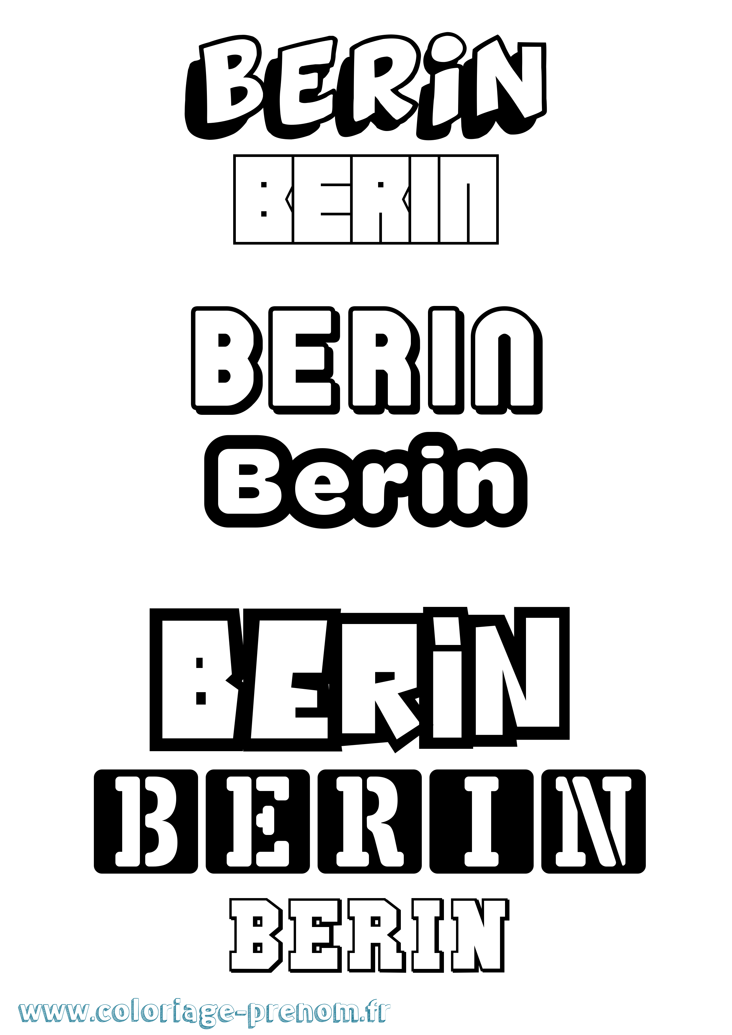 Coloriage Berin Simple Coloriage prénom Berin Simple