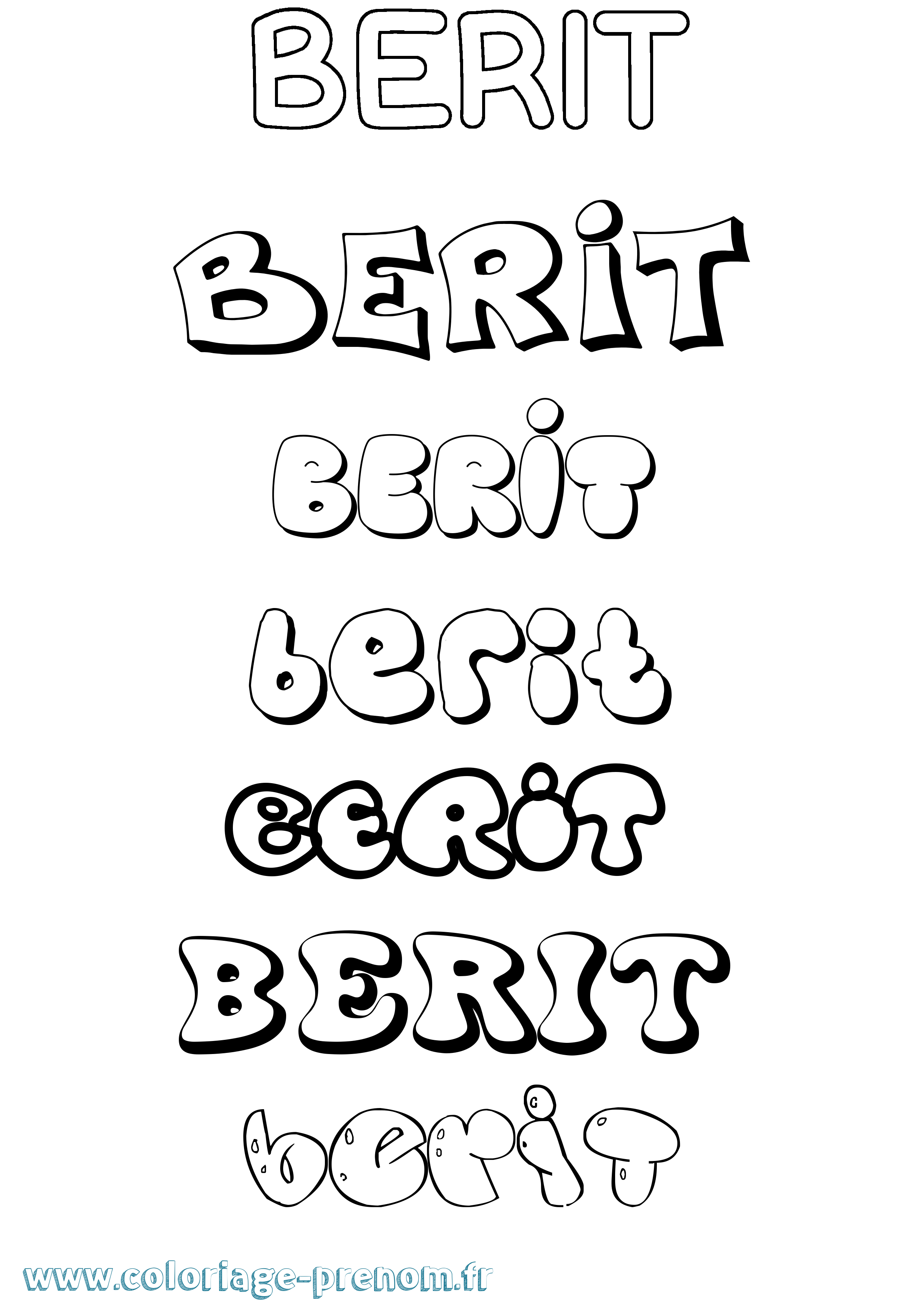 Coloriage prénom Berit Bubble