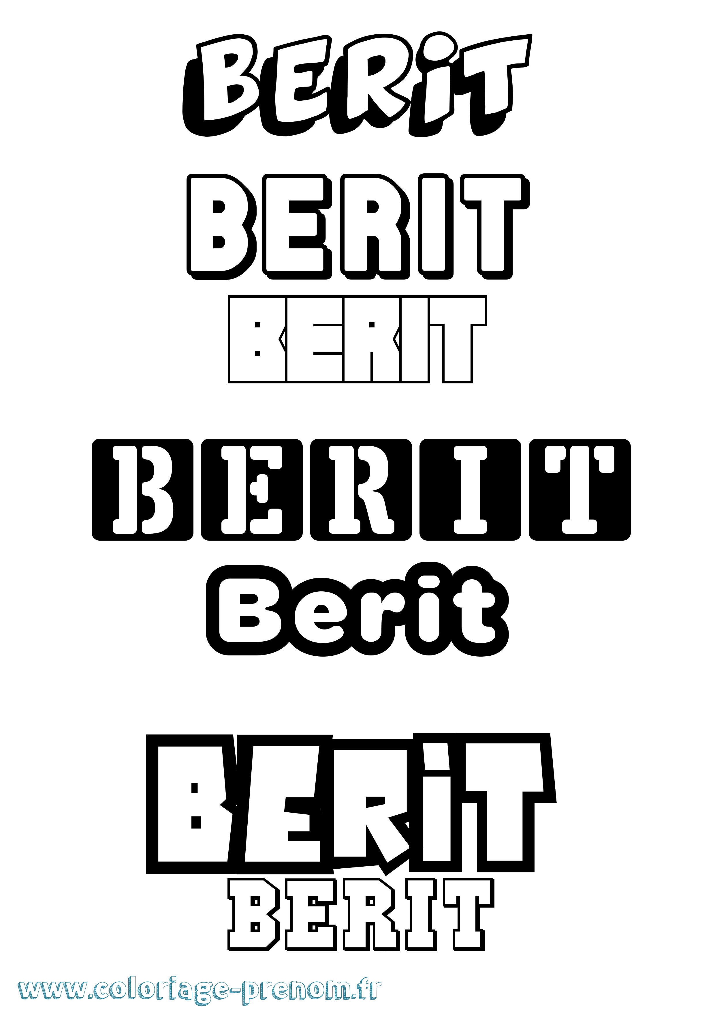 Coloriage prénom Berit Simple