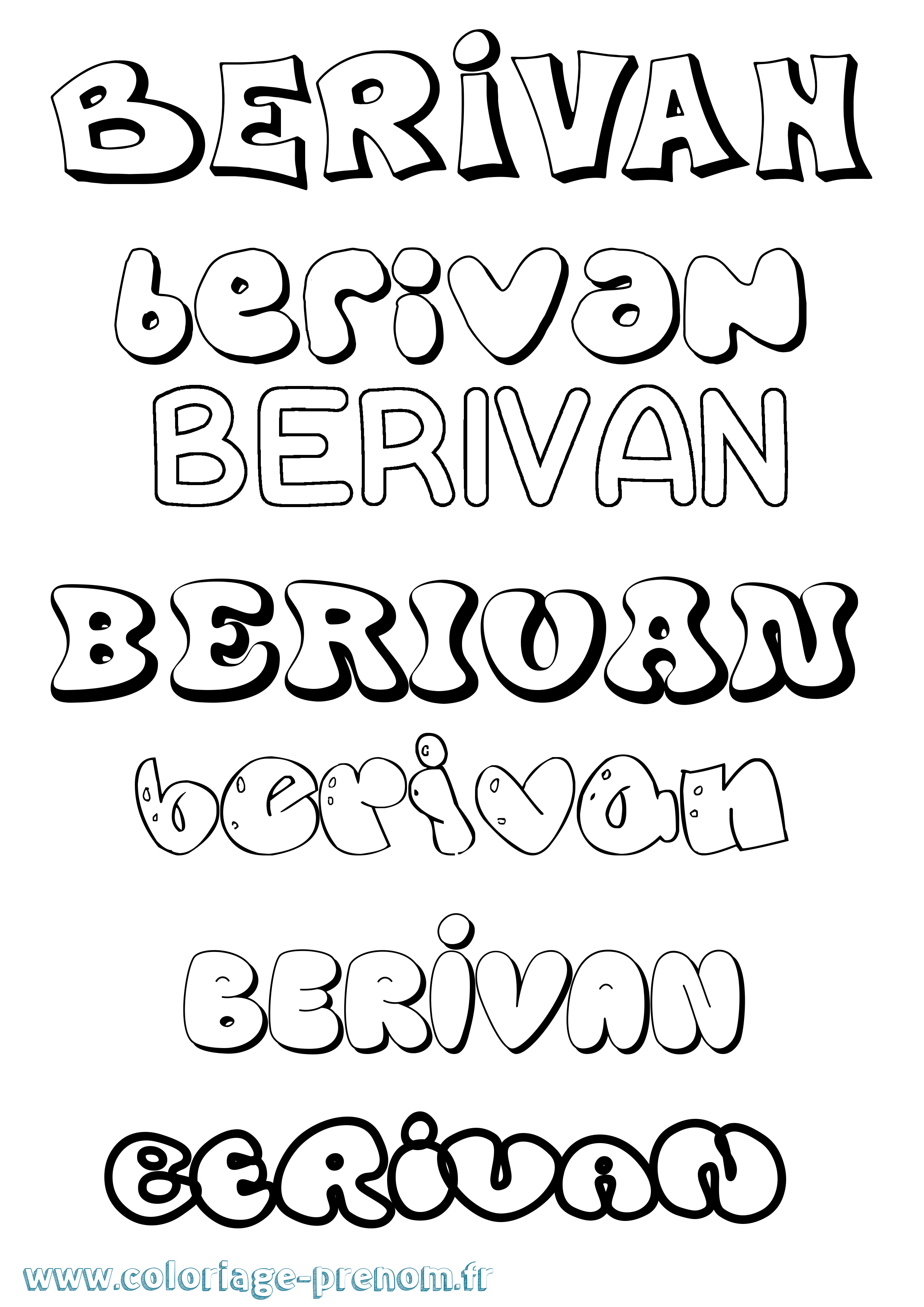Coloriage Berivan Bubble Coloriage prénom Berivan Bubble